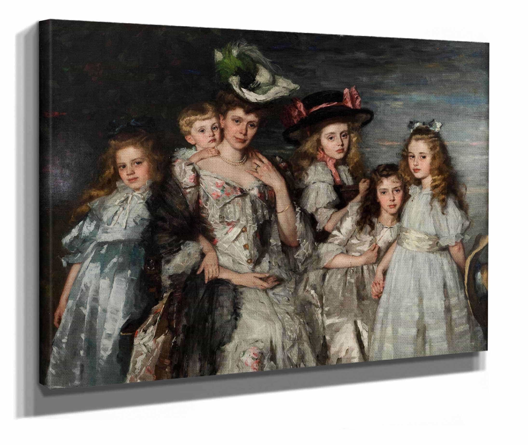 Portrait Of Mrs Agm Van Ogtrop Hanlo And Her Five Children by Therese Schwartze - Image 2