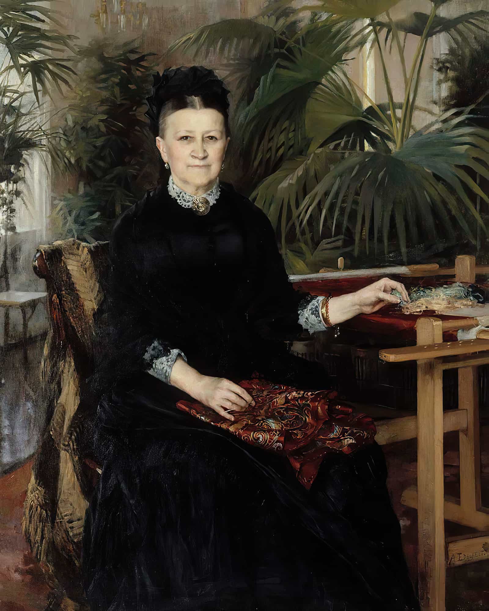 Portrait Of Mrs Anna Sinebrychoff by Albert Edelfelt
