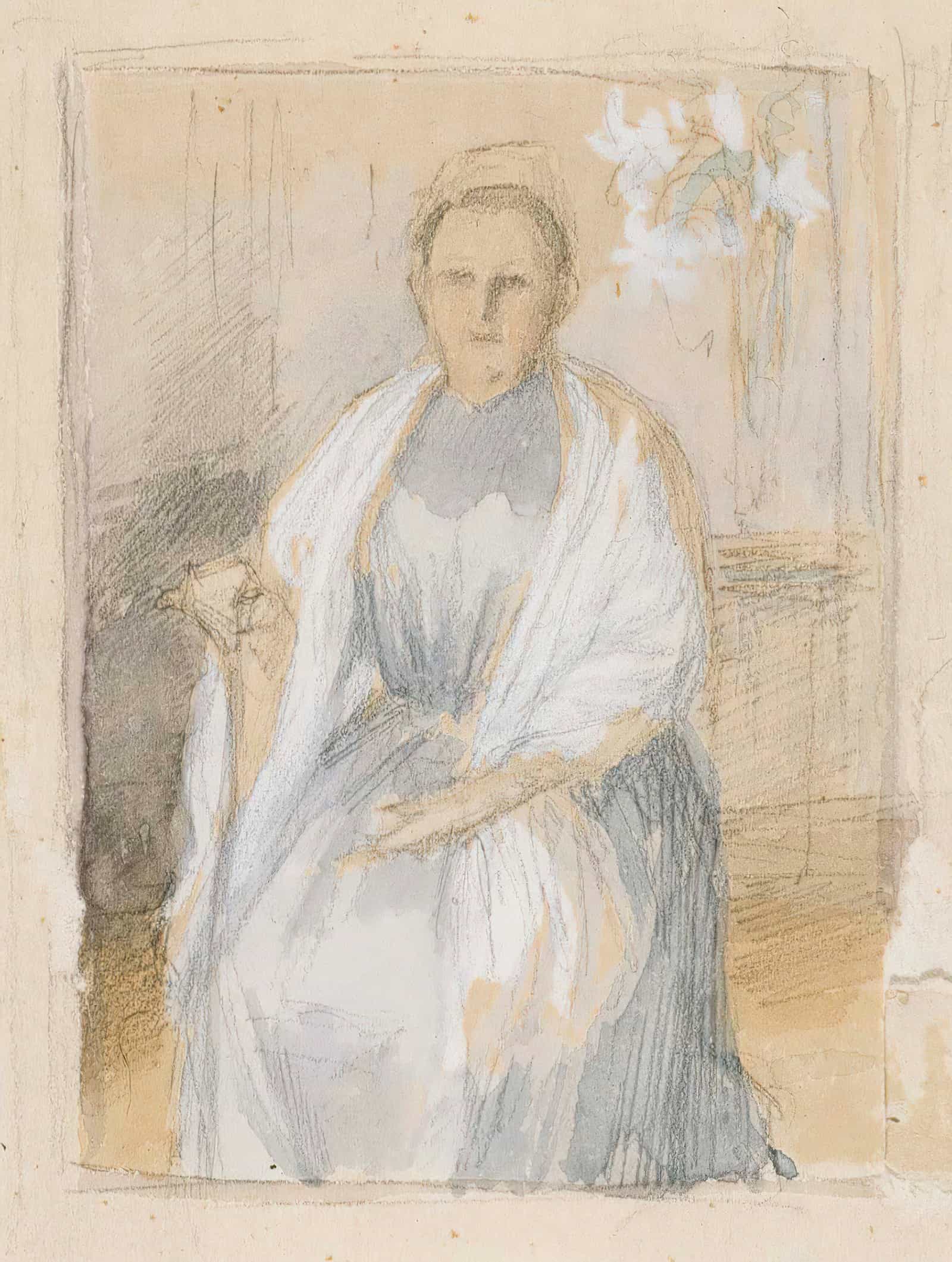 Portrait Of Mrs Anna Sinebrychoff Sketch by Albert Edelfelt