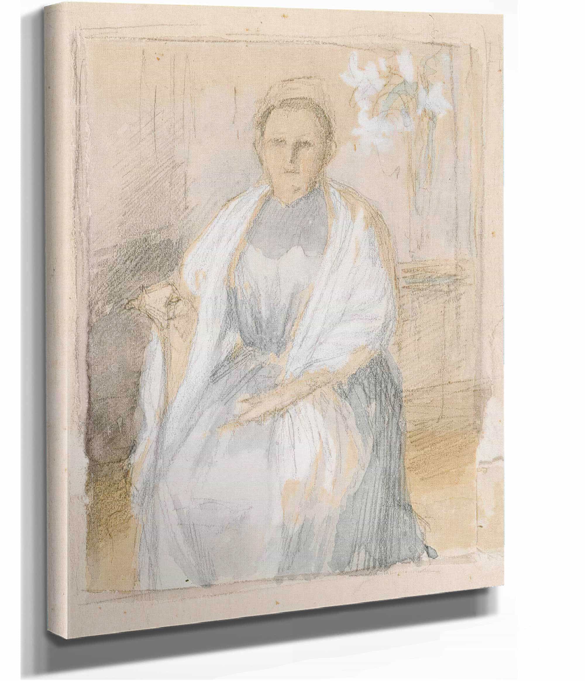 Portrait Of Mrs Anna Sinebrychoff Sketch by Albert Edelfelt - Image 2