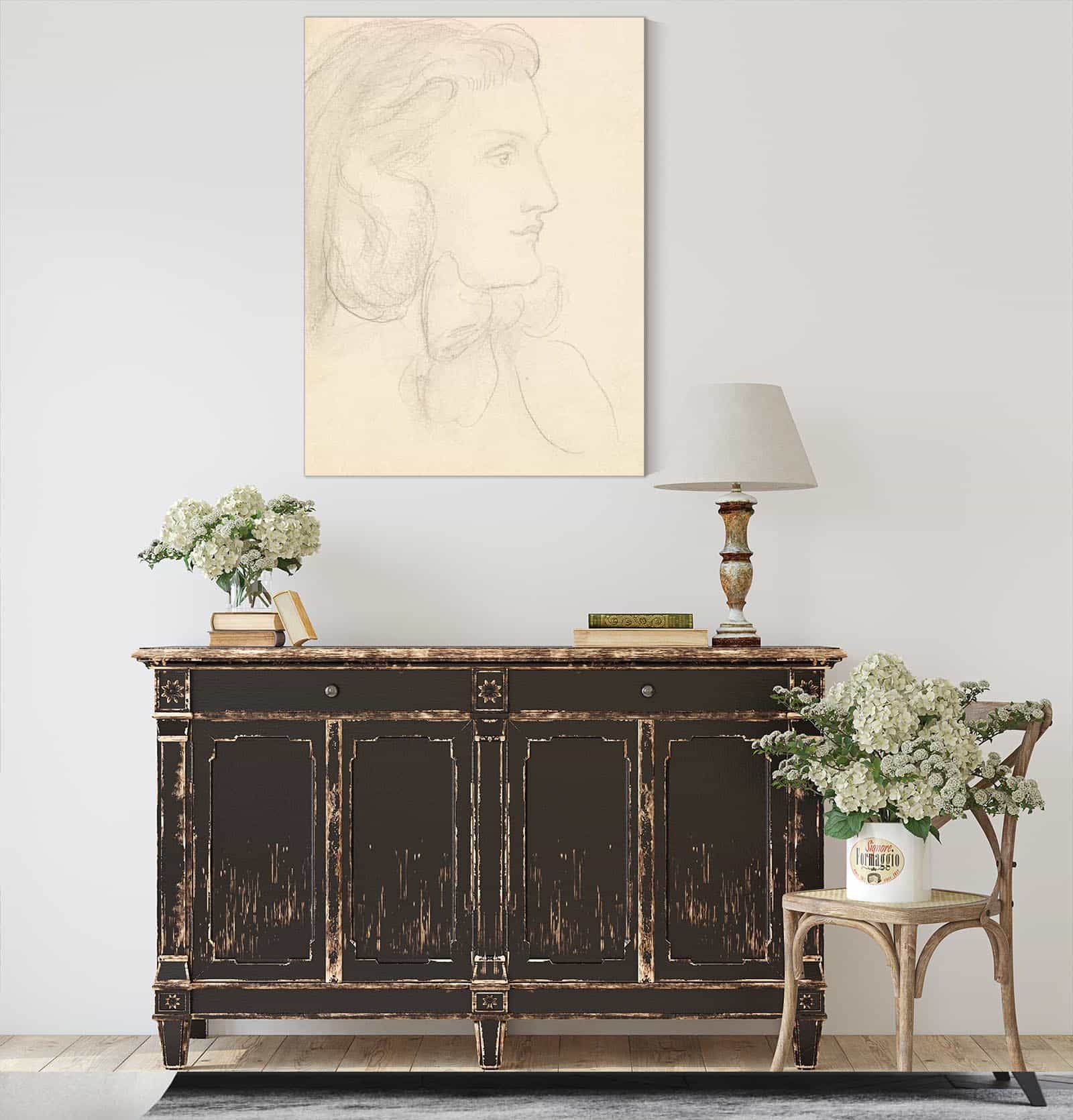 Portrait Of Mrs Beyer by Dante Gabriel Rossetti - Image 4