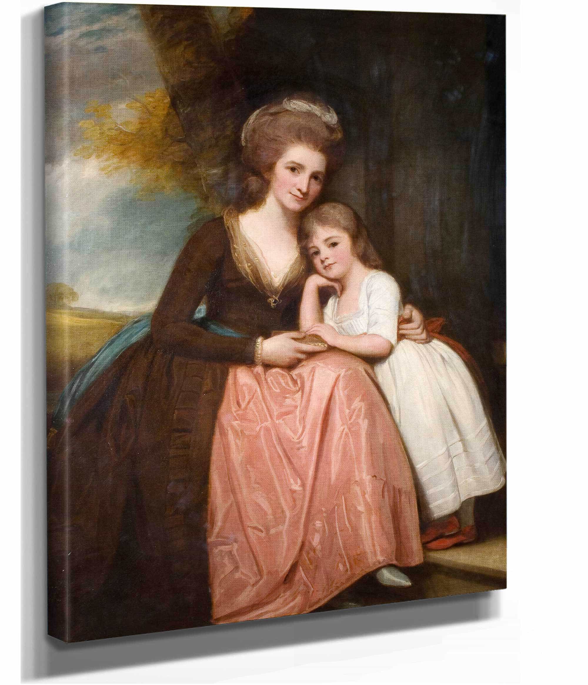 Portrait Of Mrs Bracebridge And Her Daughter Mary by George Romney - Image 2