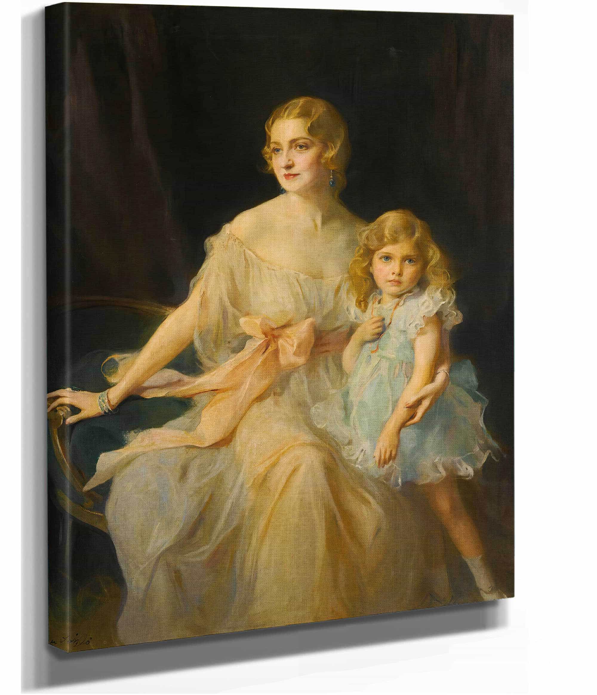 Portrait Of Mrs Claude Leigh And Miss Virginia Leigh by Philip Alexius De Laszlo - Image 2