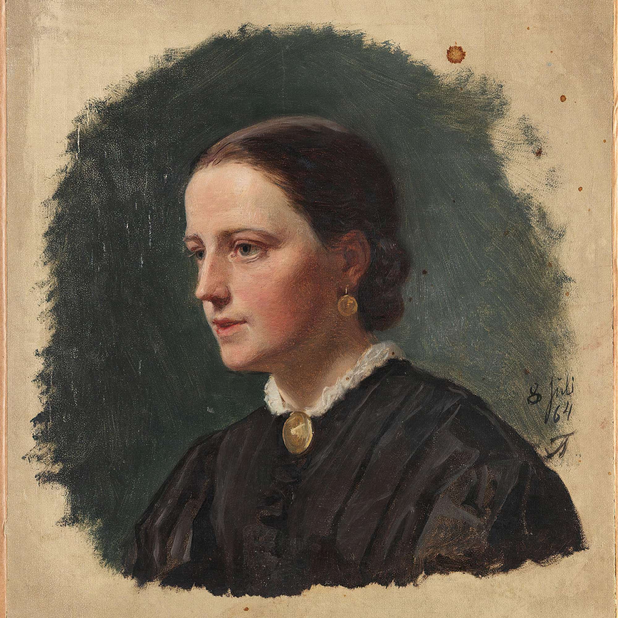 Portrait Of Mrs. Duus by Adolph Tidemand - Image 4