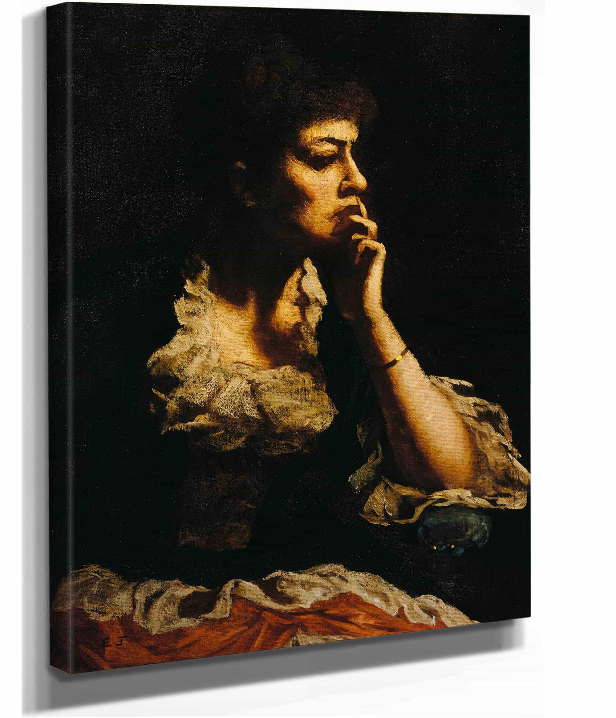 Portrait Of Mrs Eastman Johnson by Eastman Johnson - Image 2