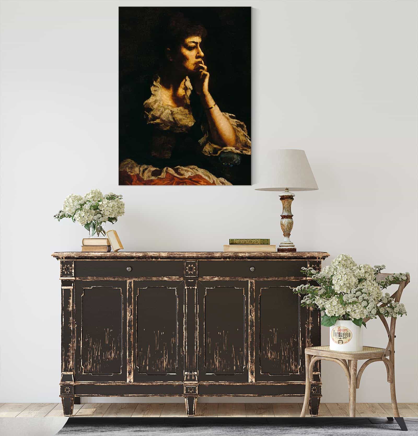 Portrait Of Mrs Eastman Johnson by Eastman Johnson - Image 4