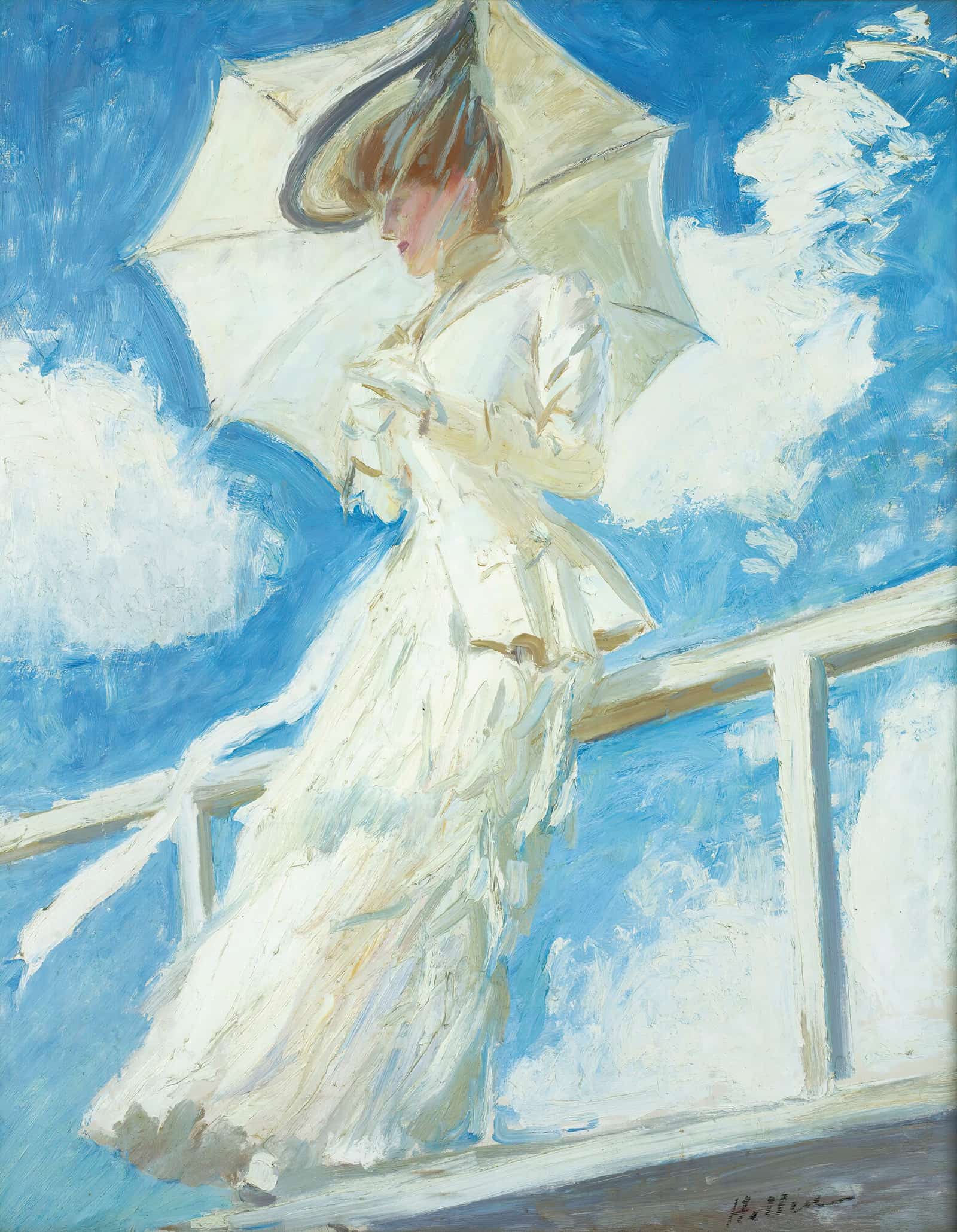 Portrait Of Mrs Helleu With An Umbrella by Paul Cesar Helleu