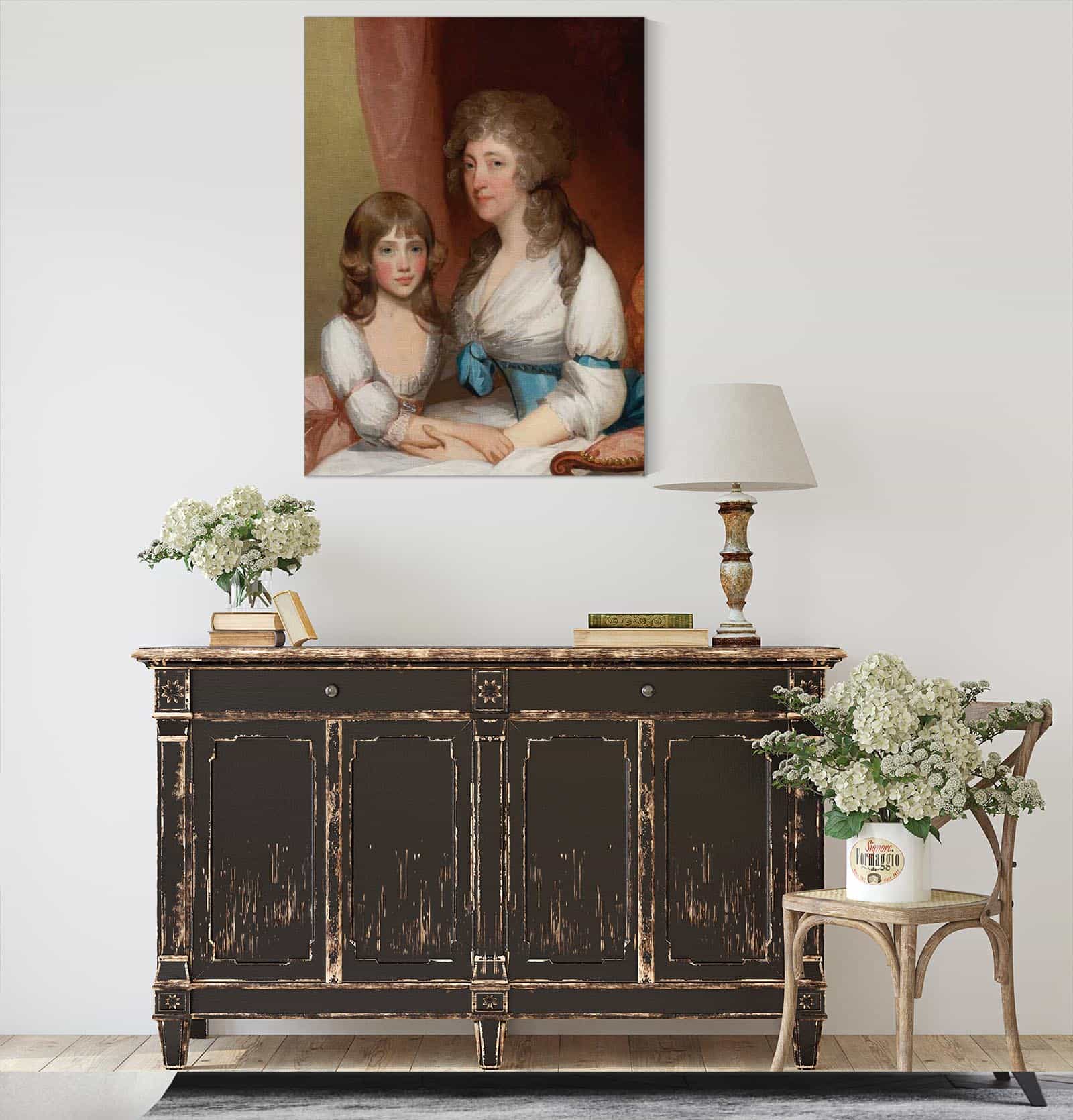 Portrait Of Mrs Samuel Dick And Her Daughter by Gilbert Stuart - Image 4