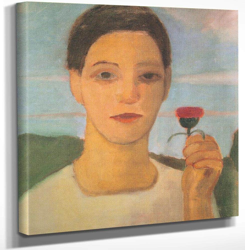 Portrait Of Sister Herma With Artichoke Flower In His Raised Hand By Paula Modersohn Becker - Image 3