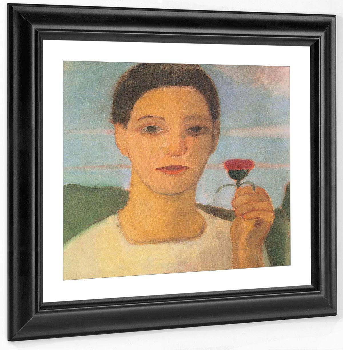 Portrait Of Sister Herma With Artichoke Flower In His Raised Hand By Paula Modersohn Becker - Image 4