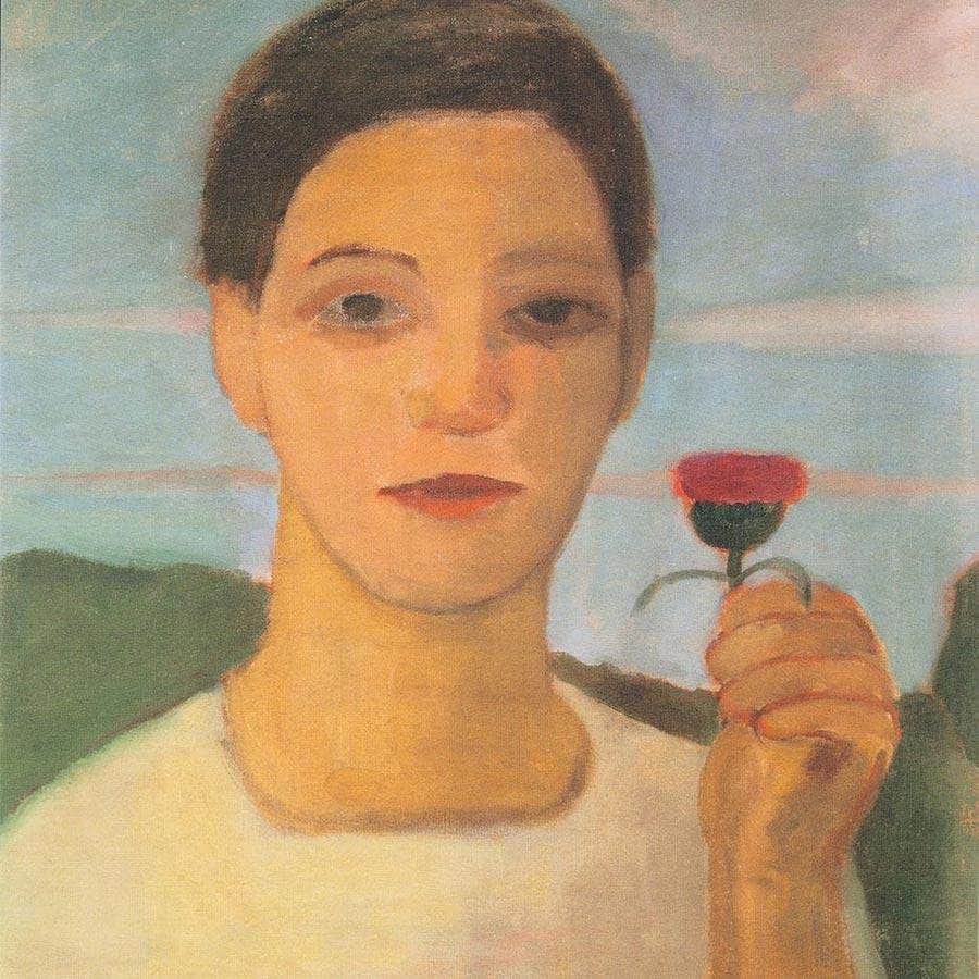 Portrait Of Sister Herma With Artichoke Flower In His Raised Hand By Paula Modersohn Becker - Image 5