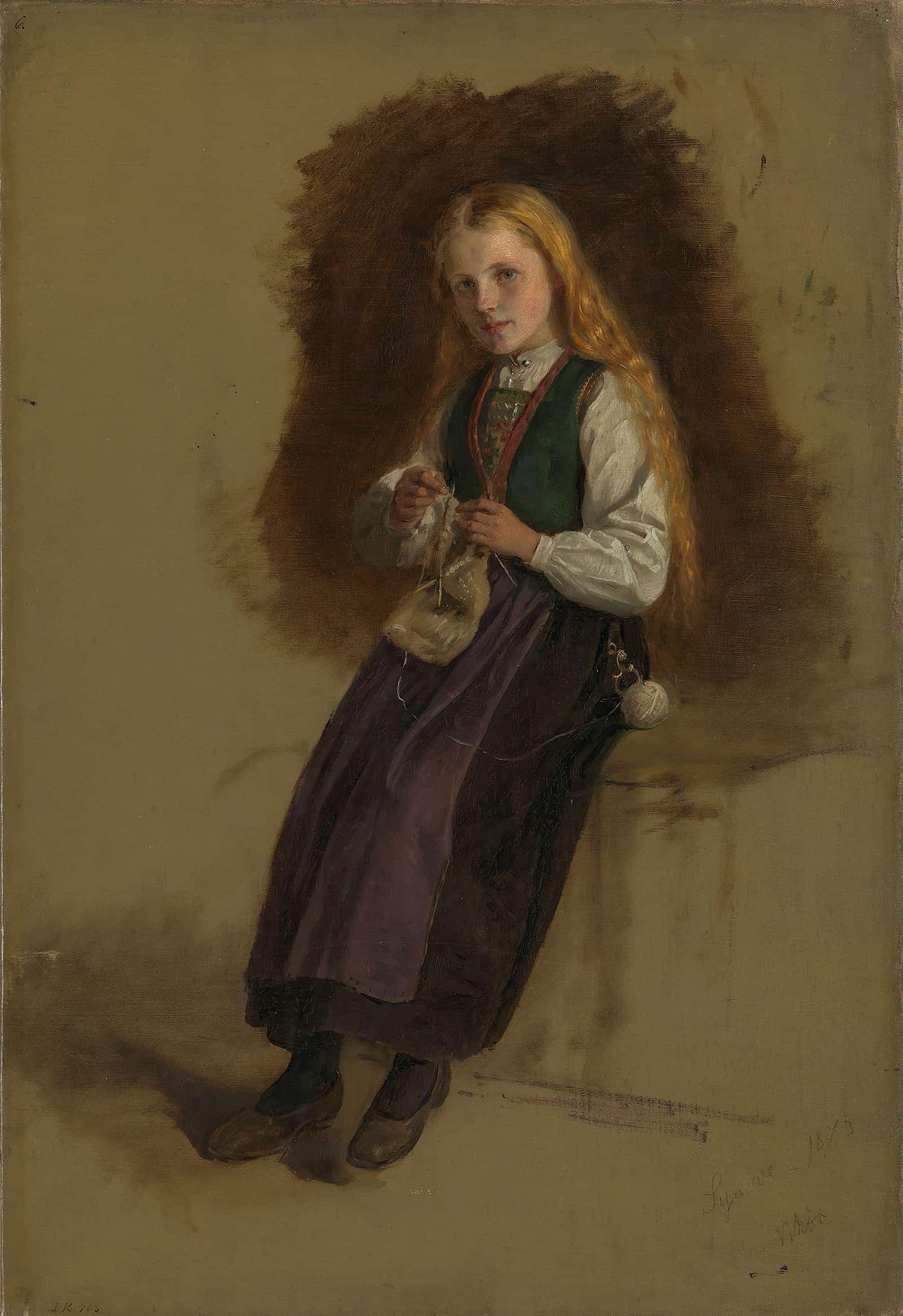 Portrait Of Syneve Larsdatter From Vikor by Adolph Tidemand