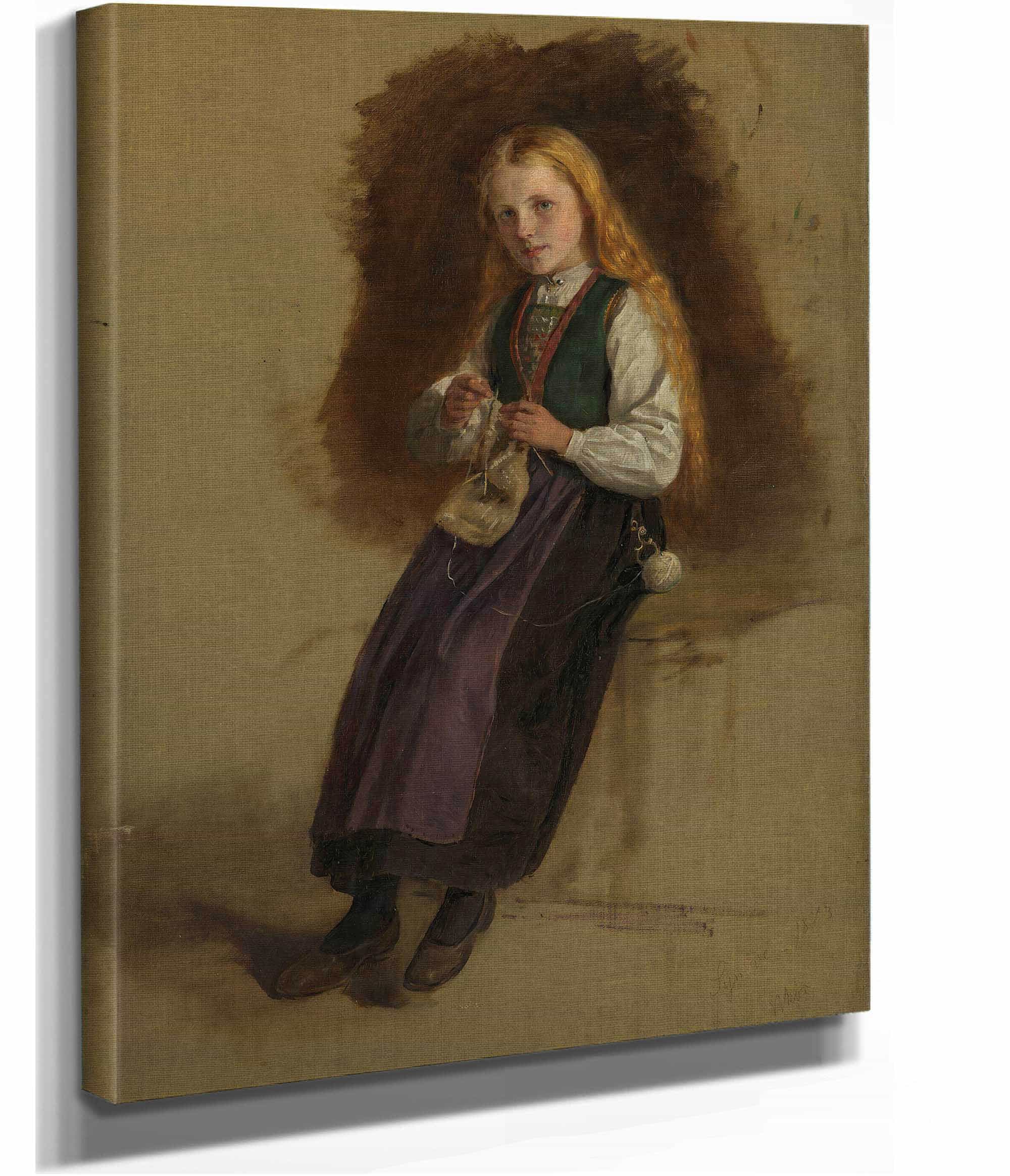 Portrait Of Syneve Larsdatter From Vikor by Adolph Tidemand - Image 2