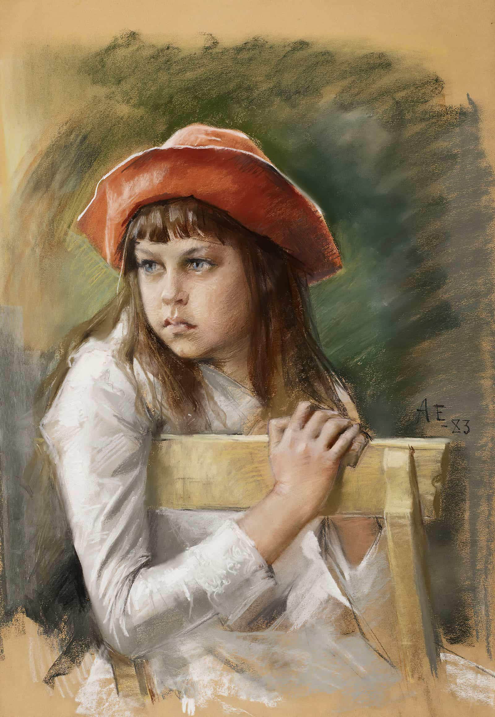 Portrait Of The Artist's Sister Berta Edelfelt by Albert Edelfelt