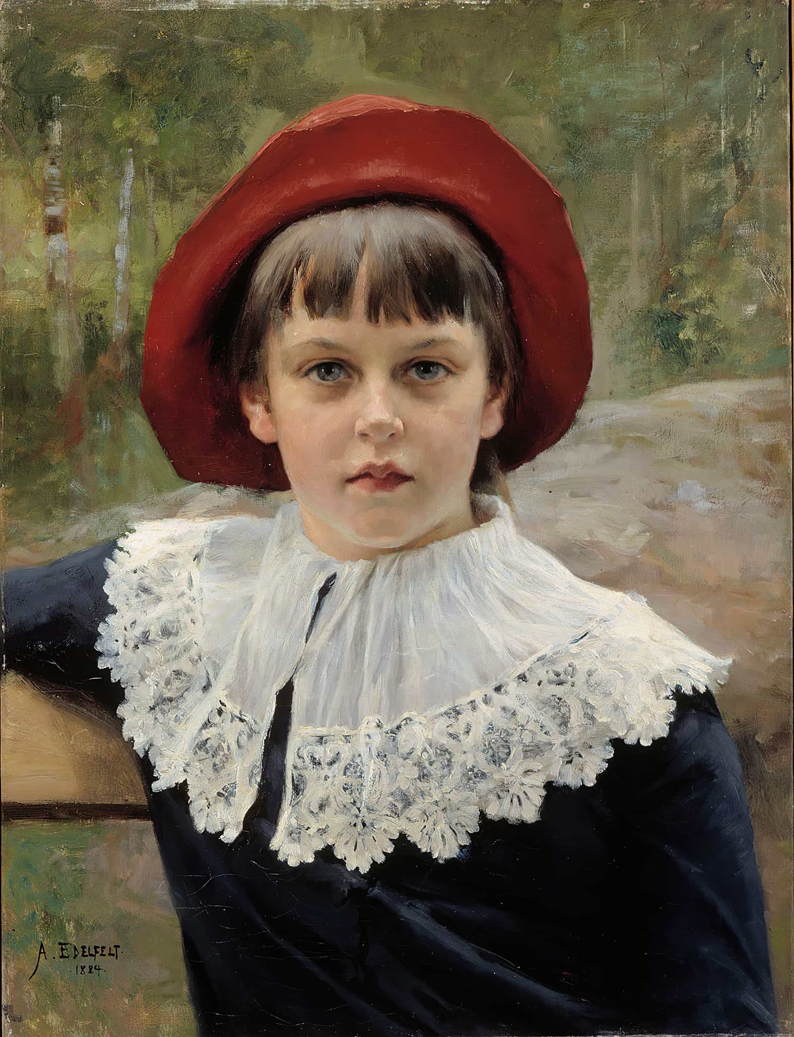 Portrait Of The Artist's Sister Berta Edelfelt by Albert Edelfelt - Image 5