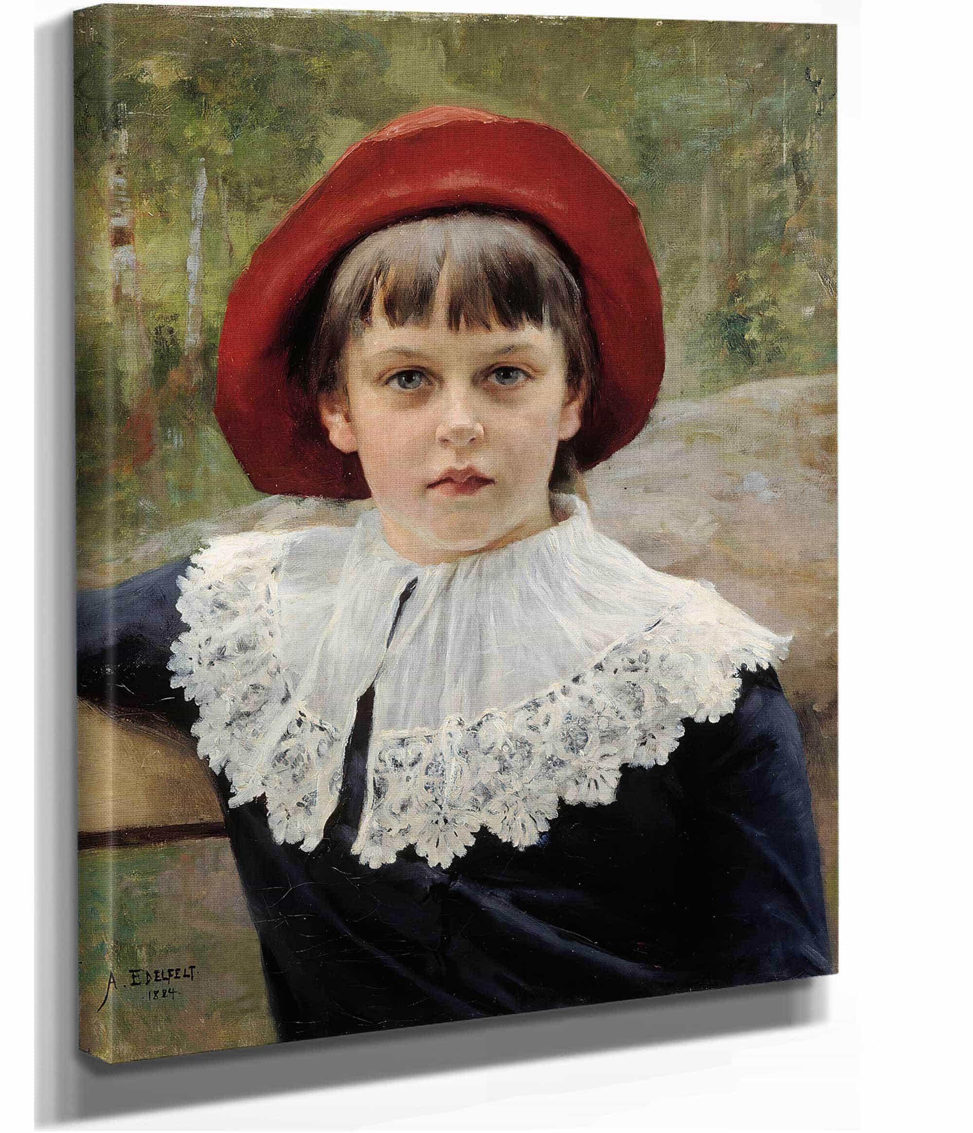 Portrait Of The Artist's Sister Berta Edelfelt by Albert Edelfelt - Image 6