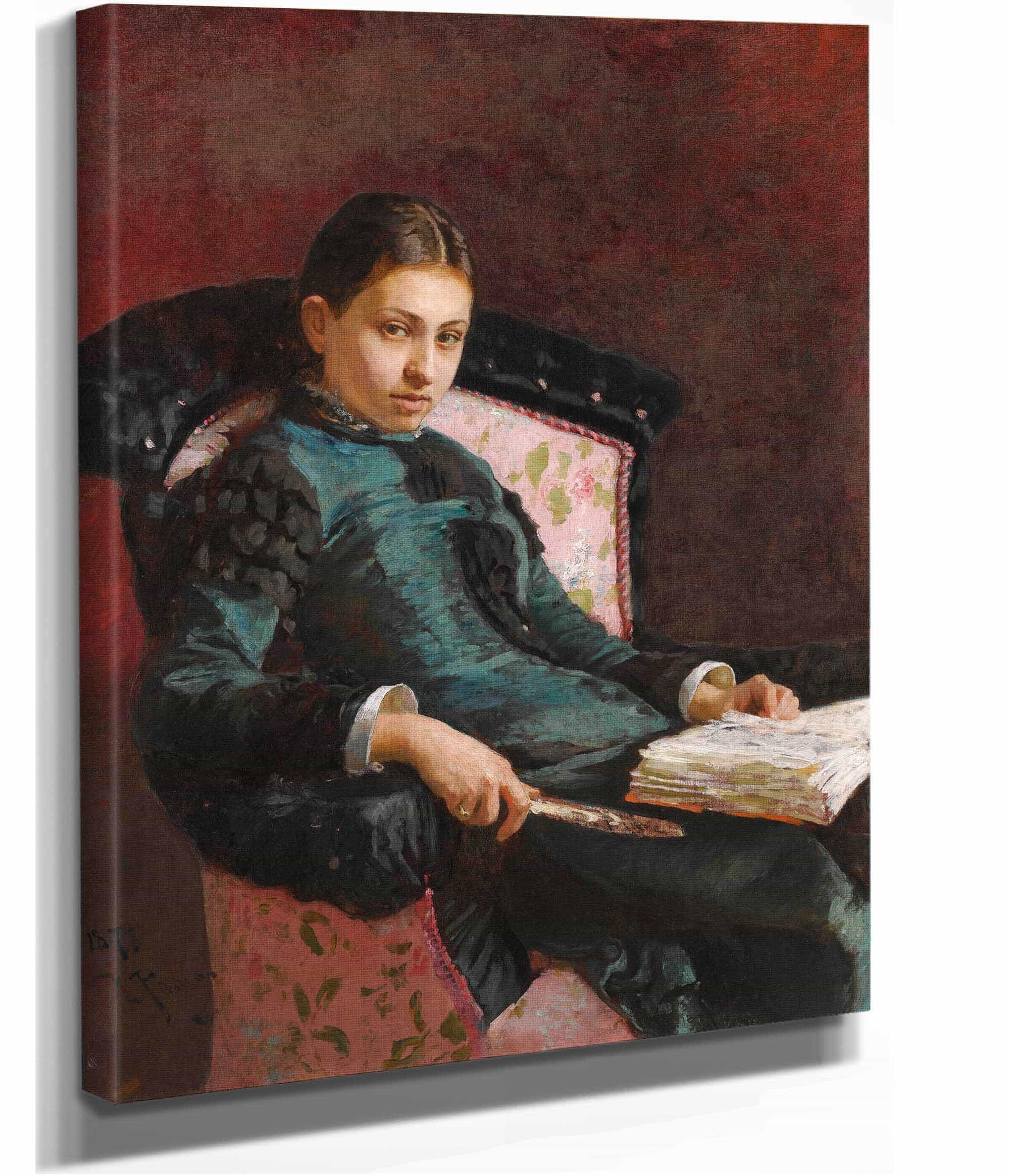 Portrait Of The Artists Wife Vera Repin by Ilya Efimovich Repin - Image 2