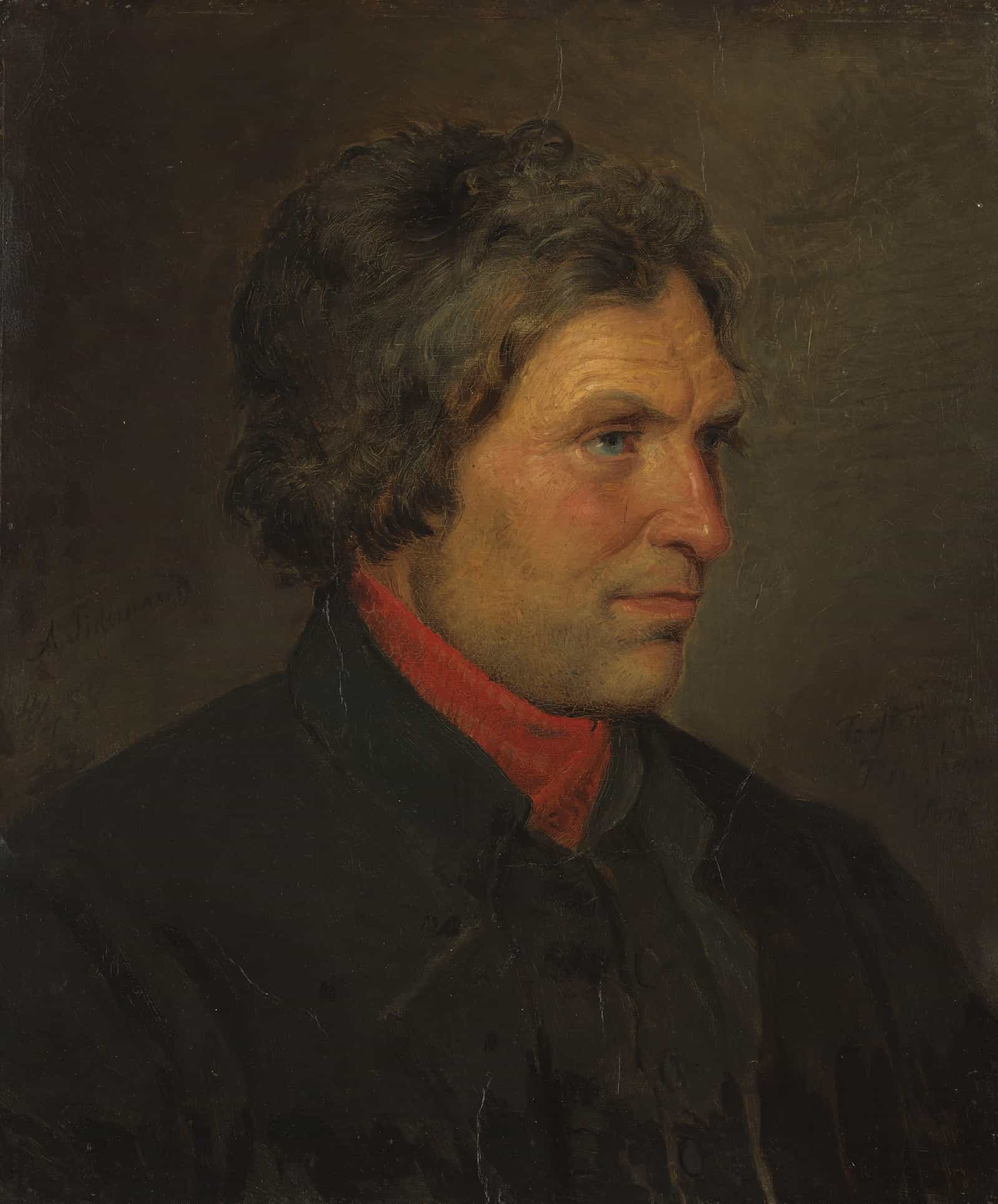 Portrait Of The Farmer Torstein Ringheim From Voss by Adolph Tidemand