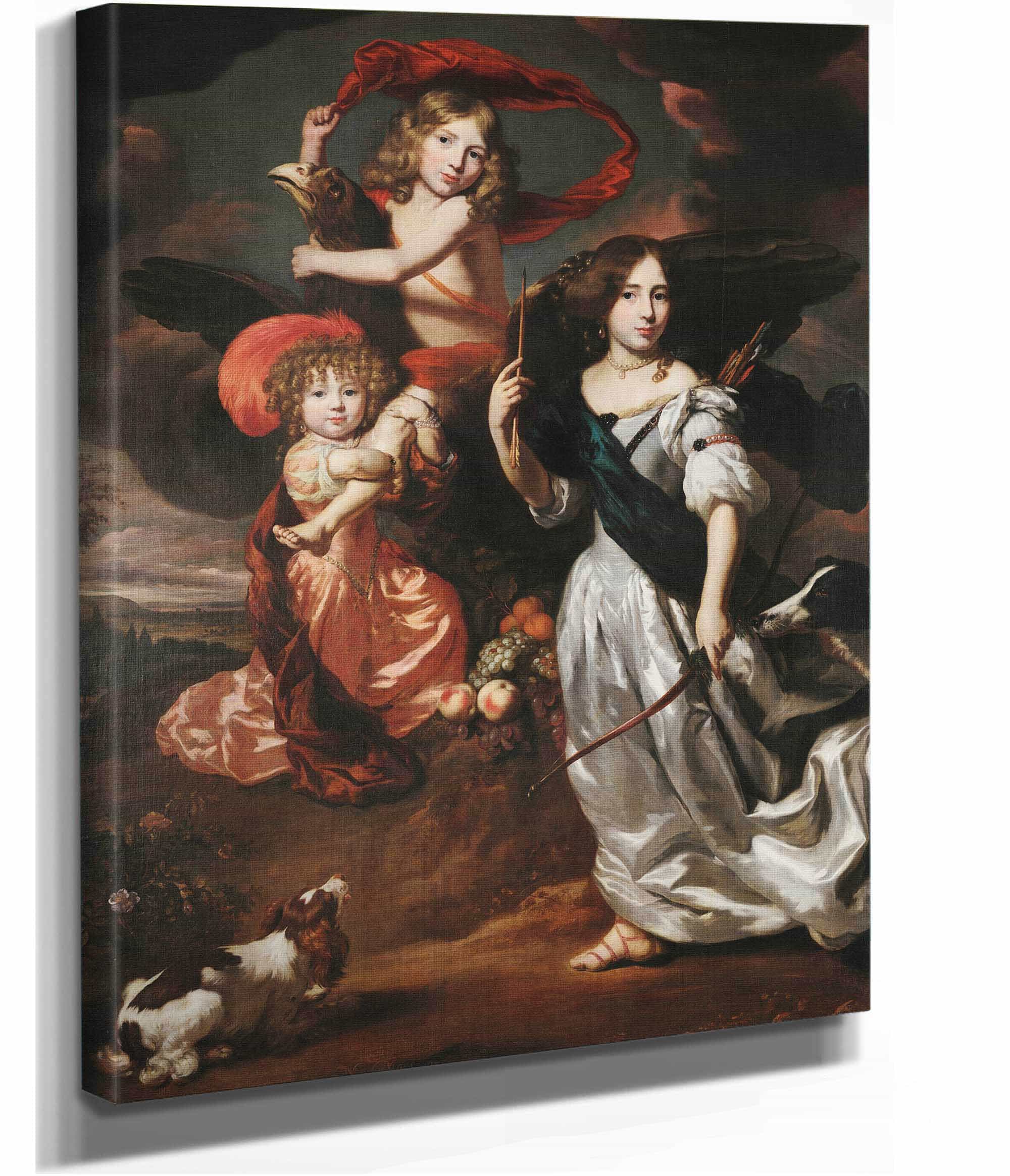 Portrait Of Three Children As Ceres Ganymede And Diana by Nicolaes Maes - Image 2