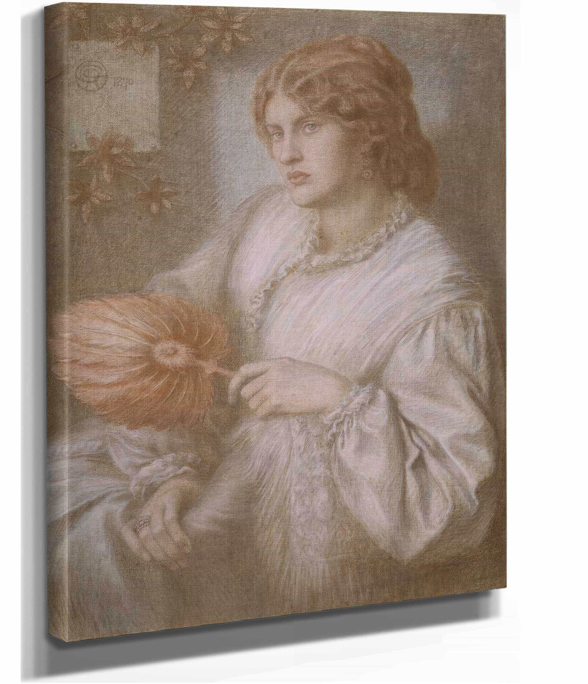 Portrait Of Woman With A Fan by Dante Gabriel Rossetti - Image 2