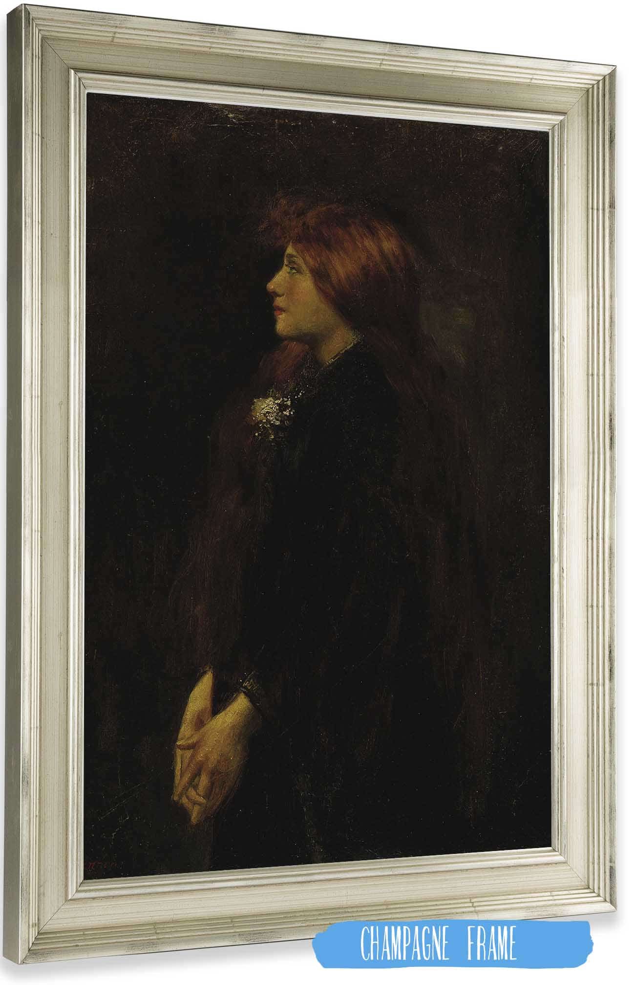 Portrait Red Haired Beauty Standing In Profile by Jean Jacques Henner
