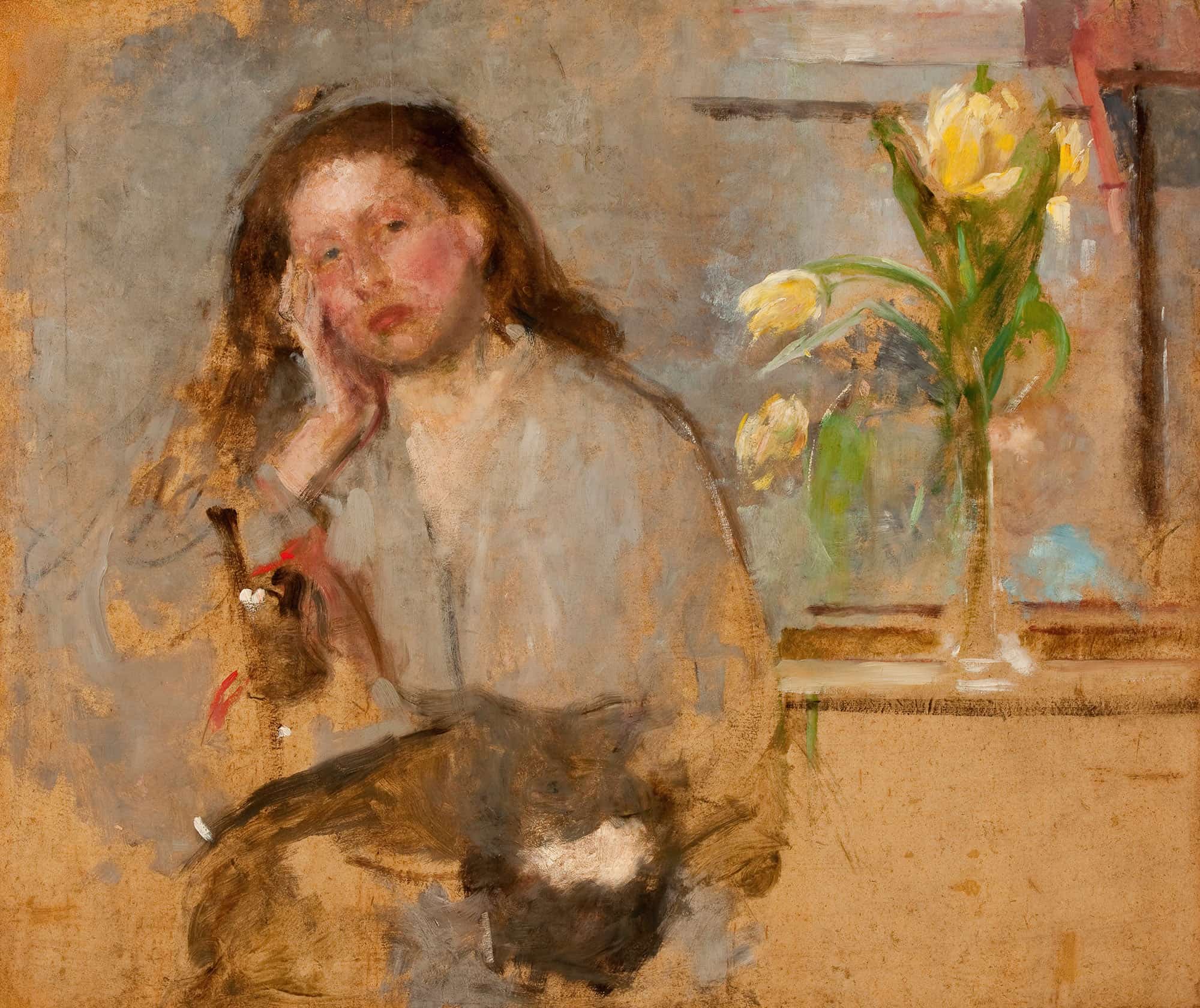 Portrait Sketch Of A Young Girl by Olga Boznanska