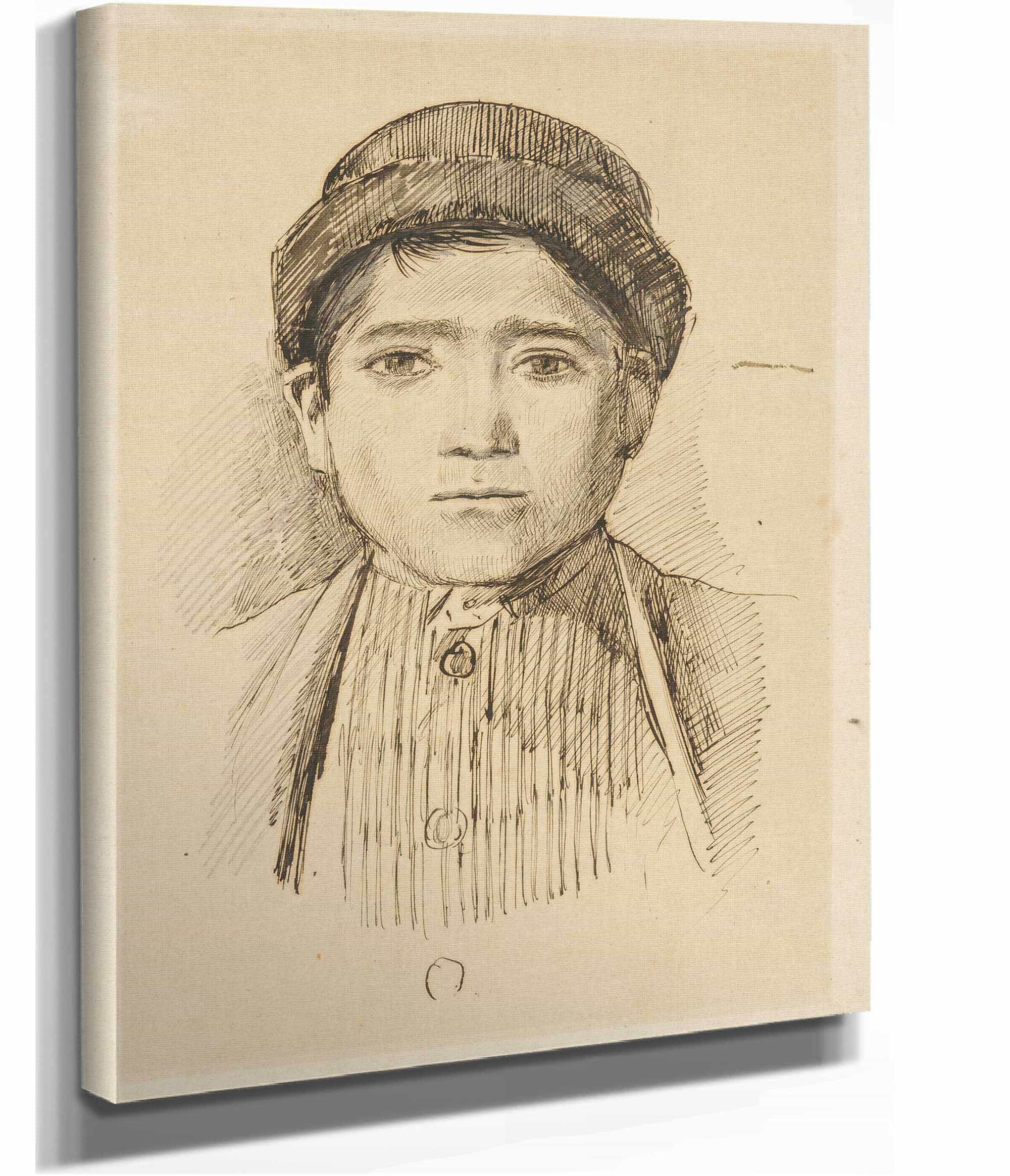Portrait Study Of A Boy In A Hat by Ladislav Mednyanszky - Image 2