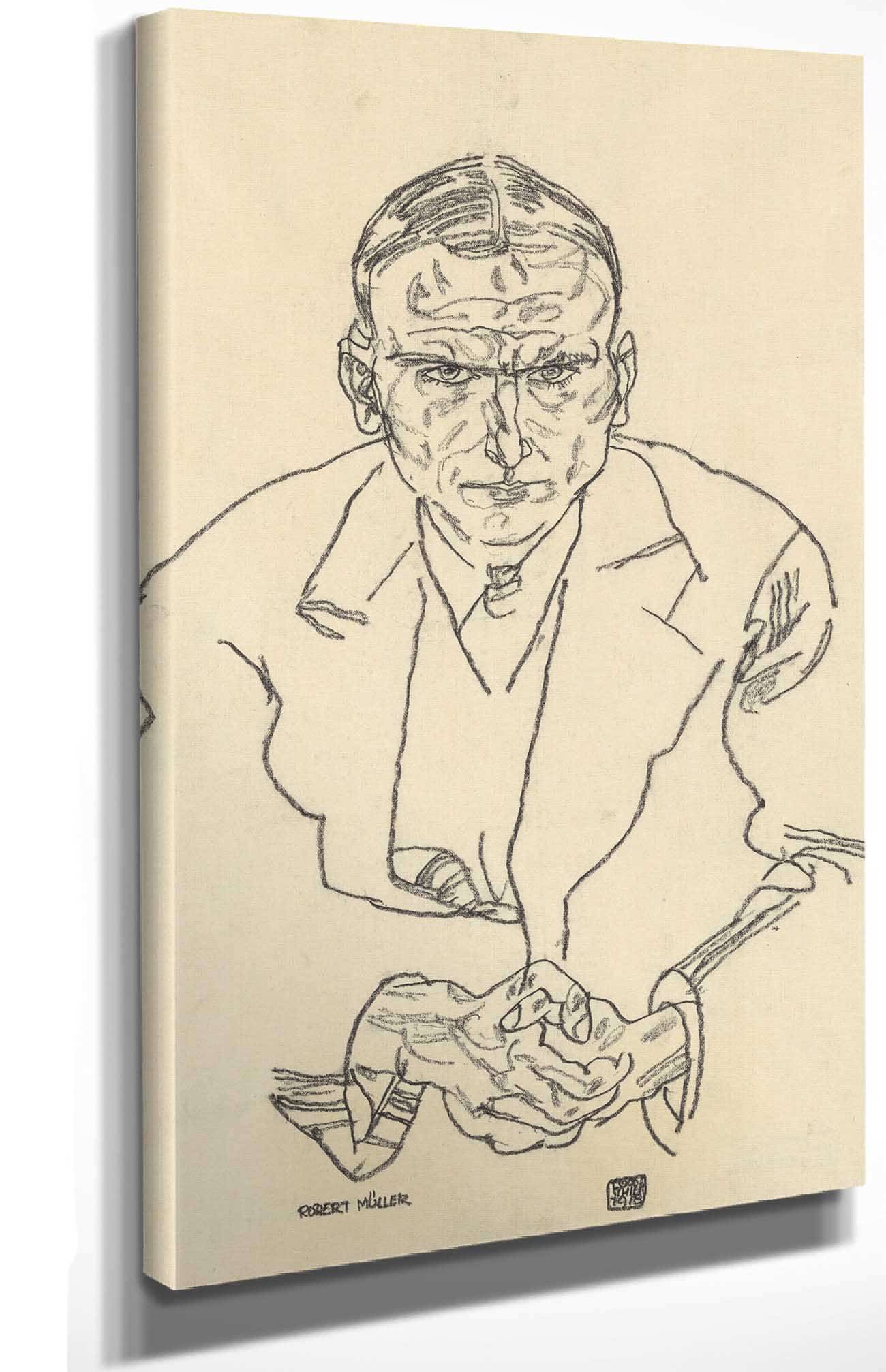 Portrat Des Schriftstellers Robert Muller by Egon Schiele - Image 4