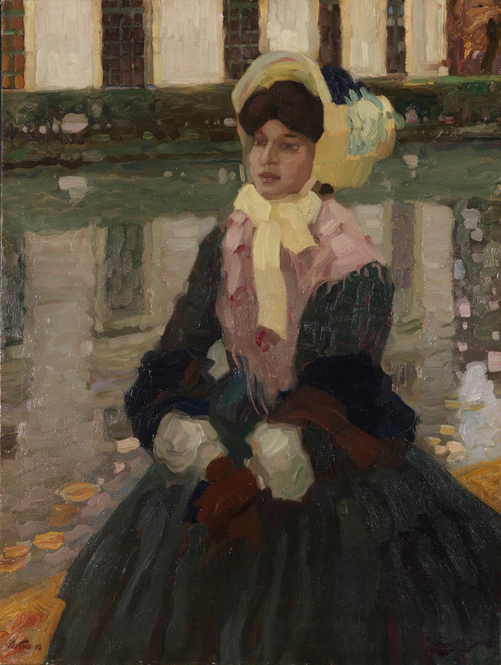 Portrat Veronika Kirmaier Im Schleissheimer Garten by Leo Putz