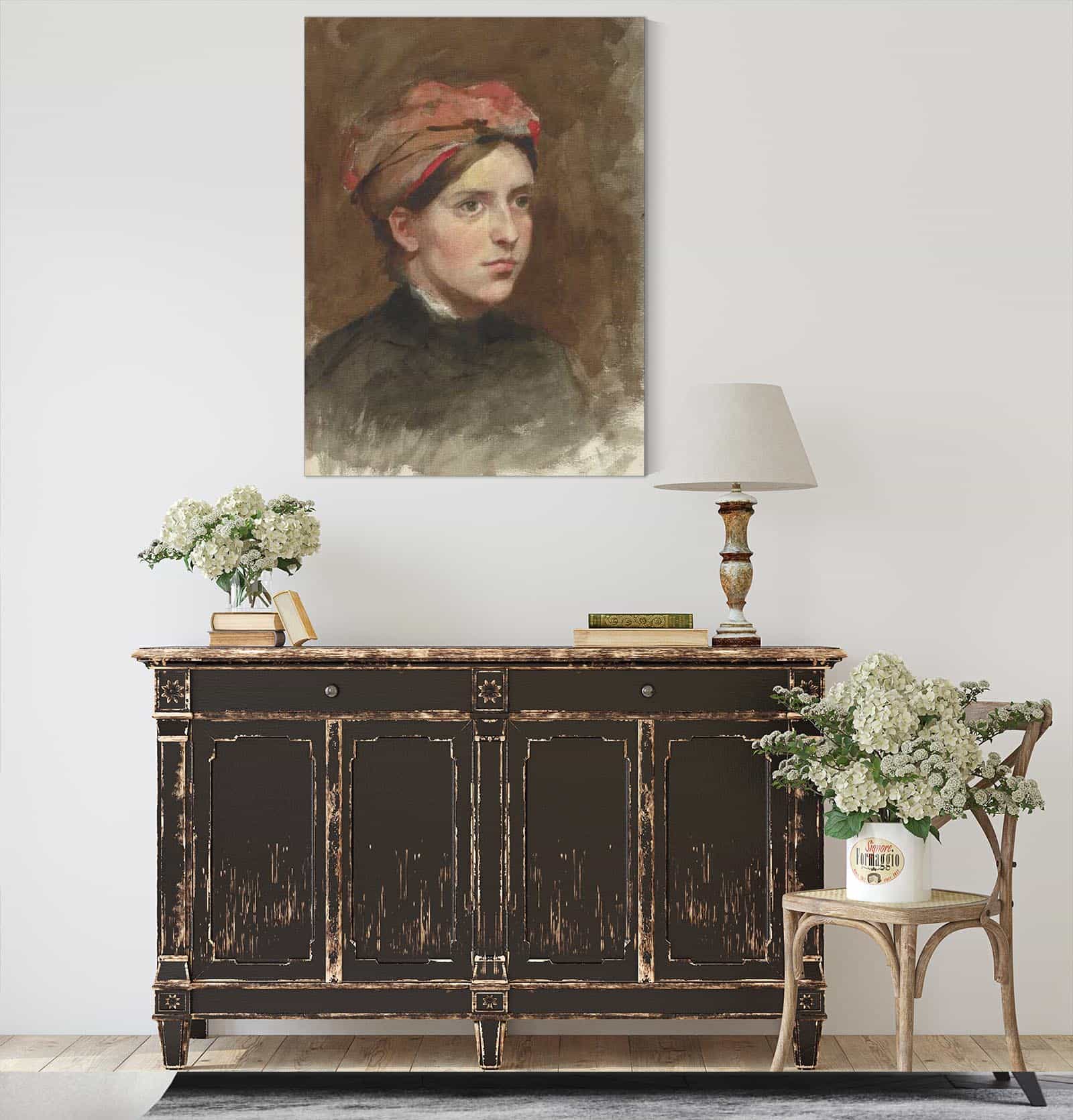Portret Van Een Jonge Vrouw Met Een Rode Hoofddoek by Therese Schwartze - Image 4