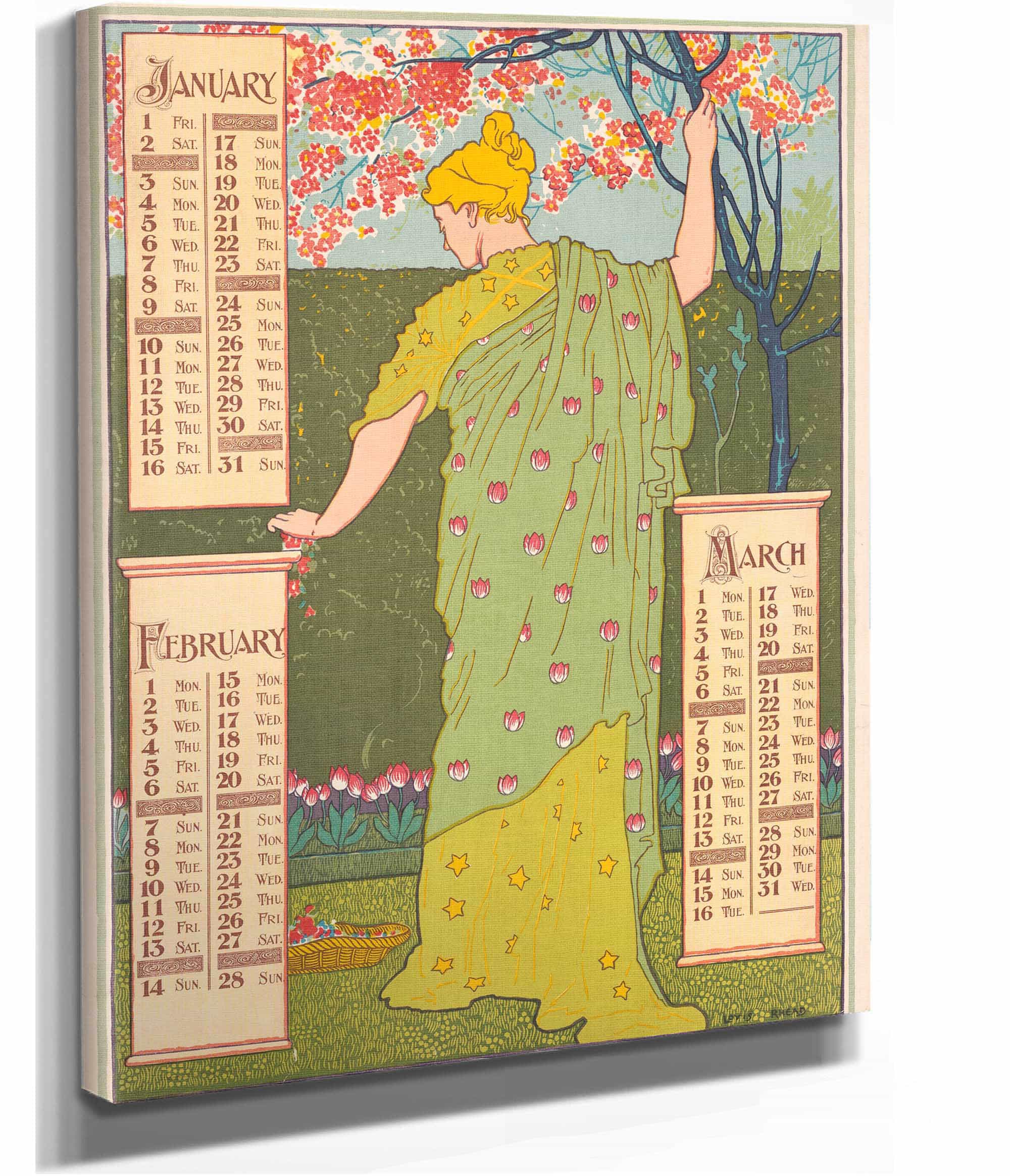 Poster Calendar For January February March by Louis Rhead - Image 2