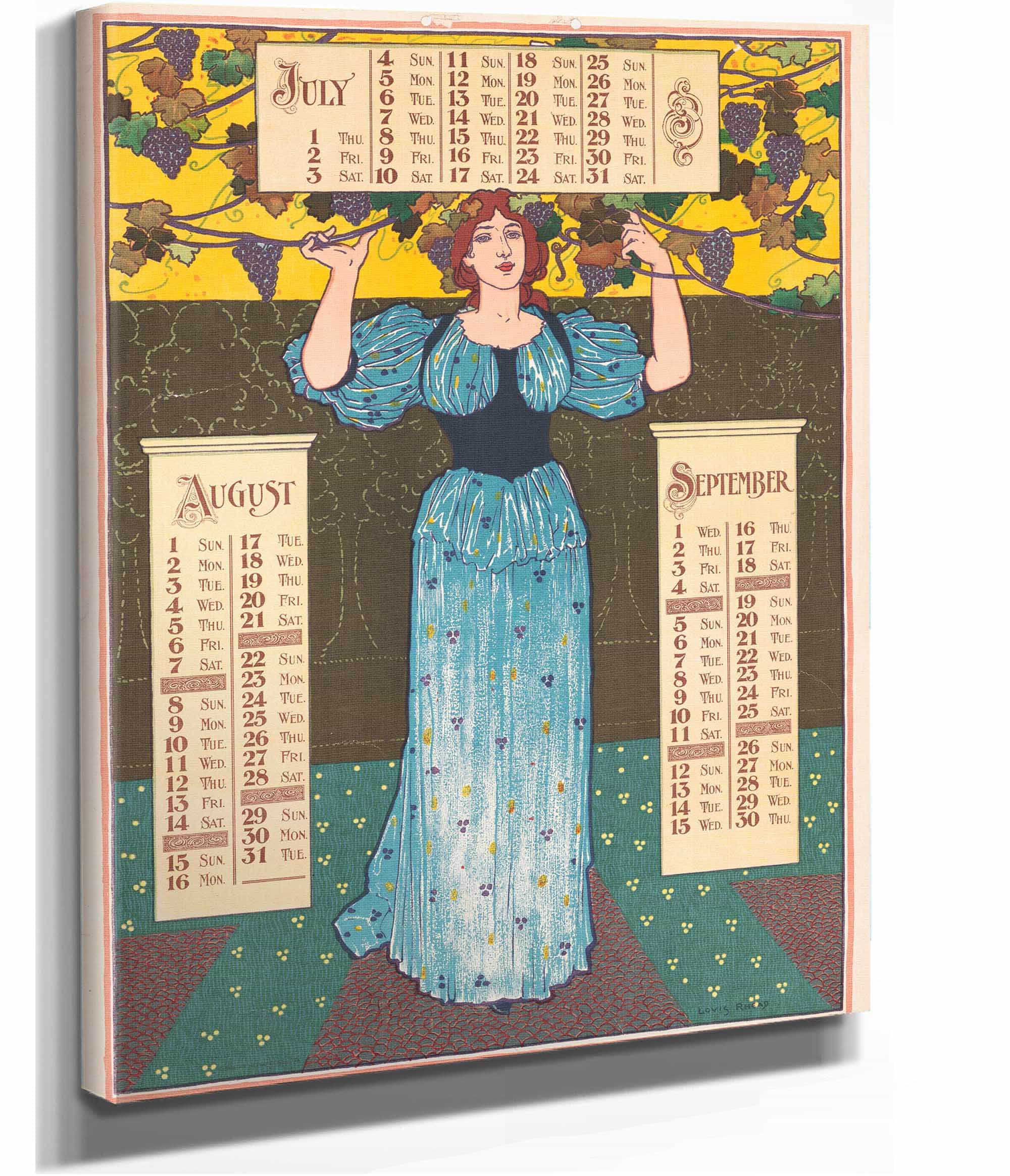 Poster Calendar For  July August September by Louis Rhead - Image 2