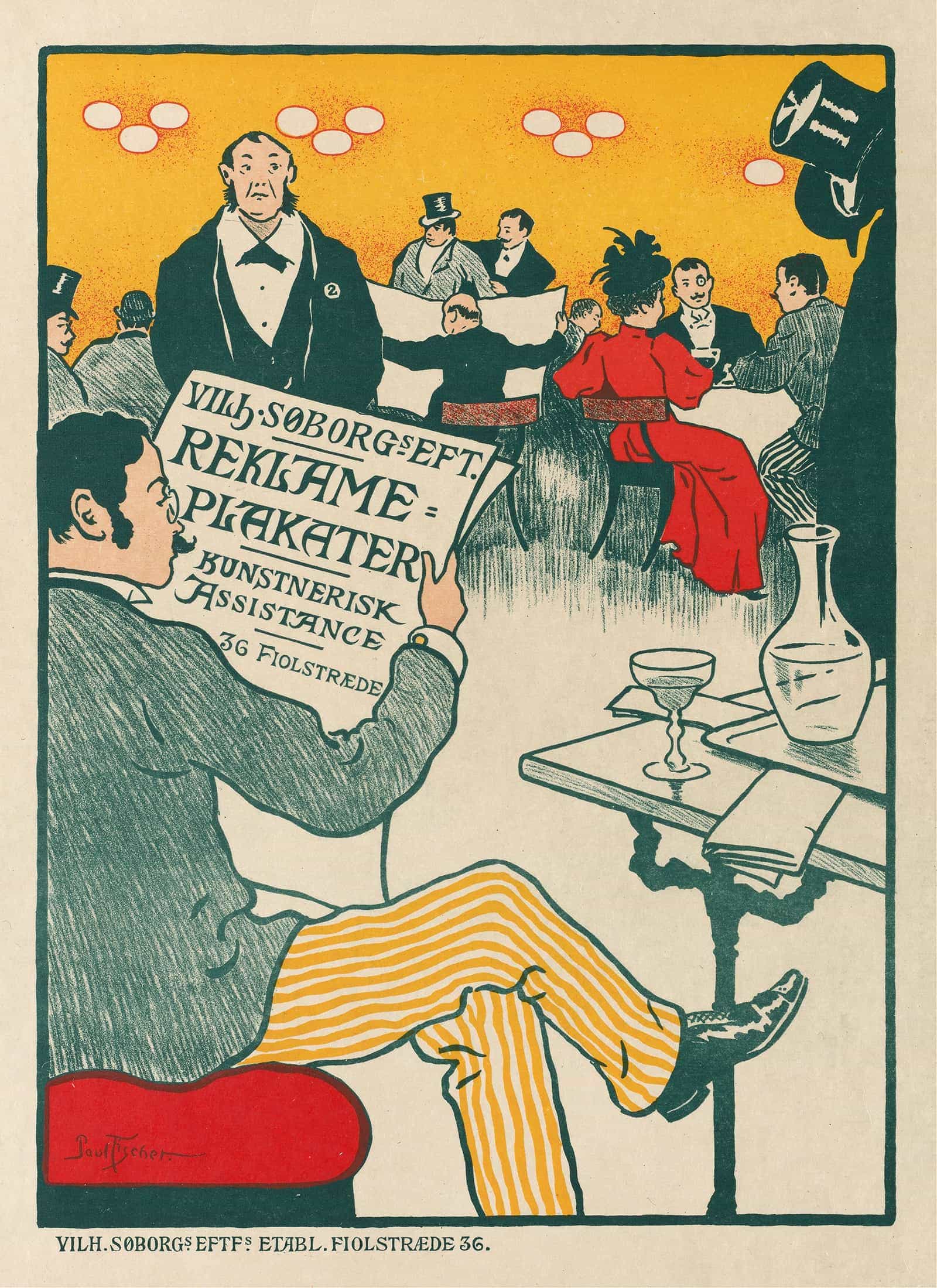 Poster For Exhibition Of Artistic Posters Of Wilhelm Soborg by Paul Fischer