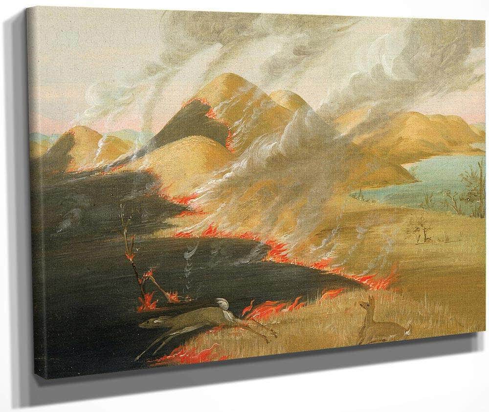 Prairie Bluffs Burning By George Catlin
