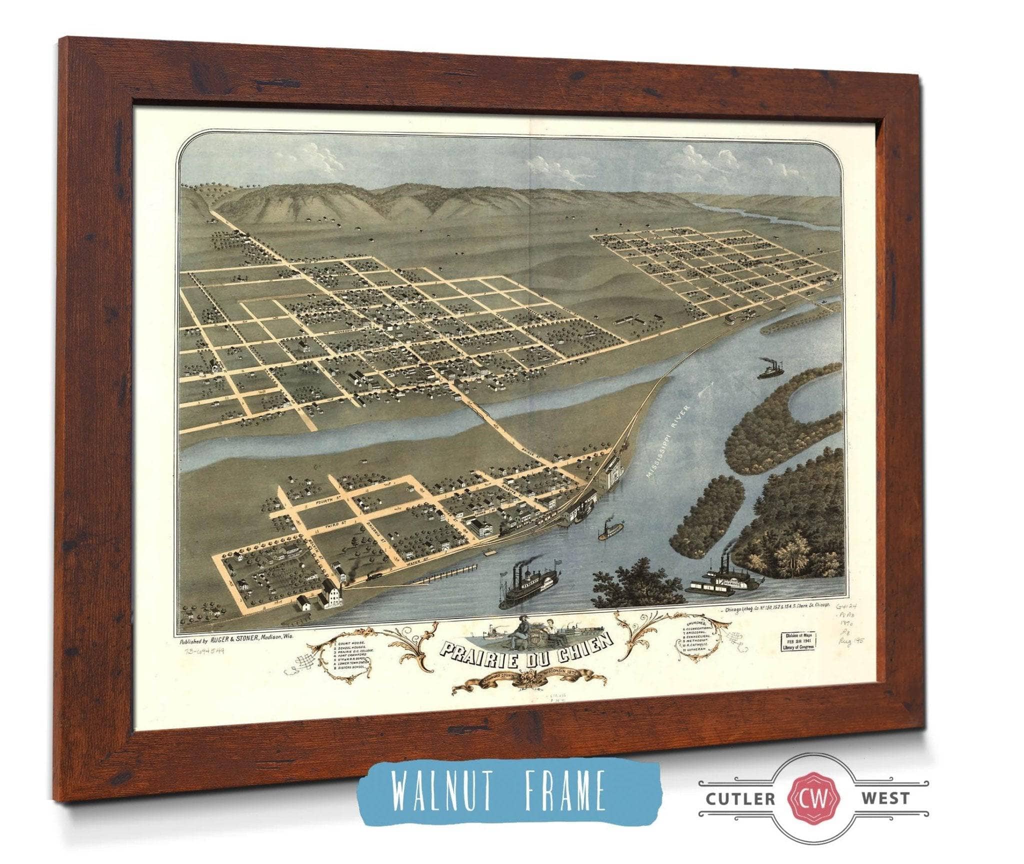 Prairie Du Chien Crawford County Wisconsin 1870 State of Wisconsin - Image 4