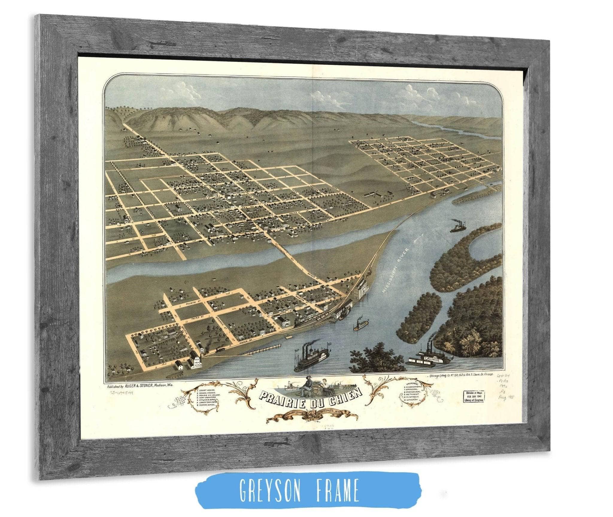 Prairie Du Chien Crawford County Wisconsin 1870 State of Wisconsin - Image 6