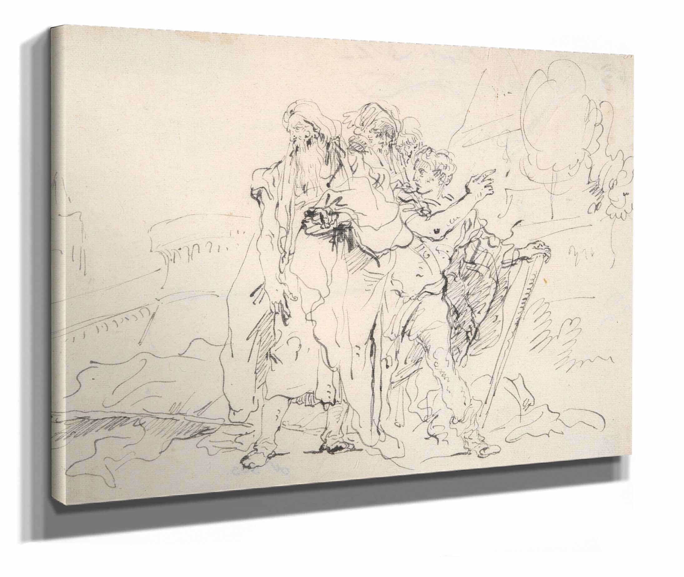 Priam And Companions Outside The Walls Of Troy by Giovanni Domenico Tiepolo