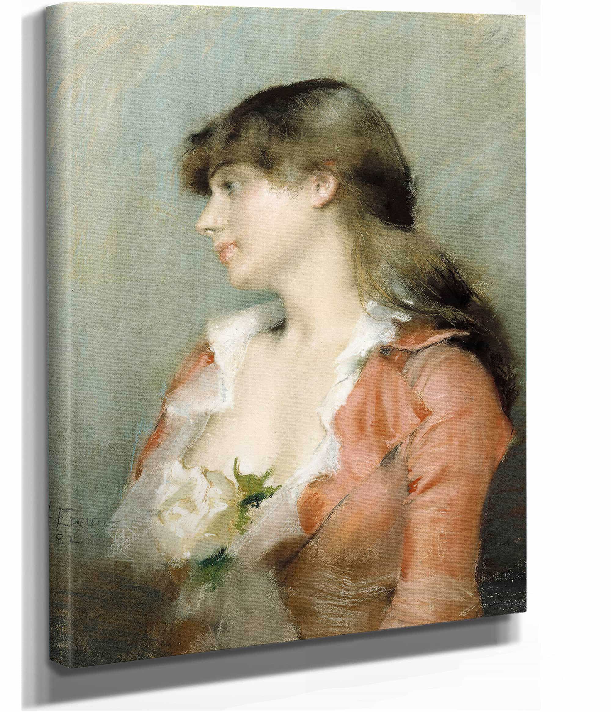 Profile Of A Young Woman by Albert Edelfelt - Image 2