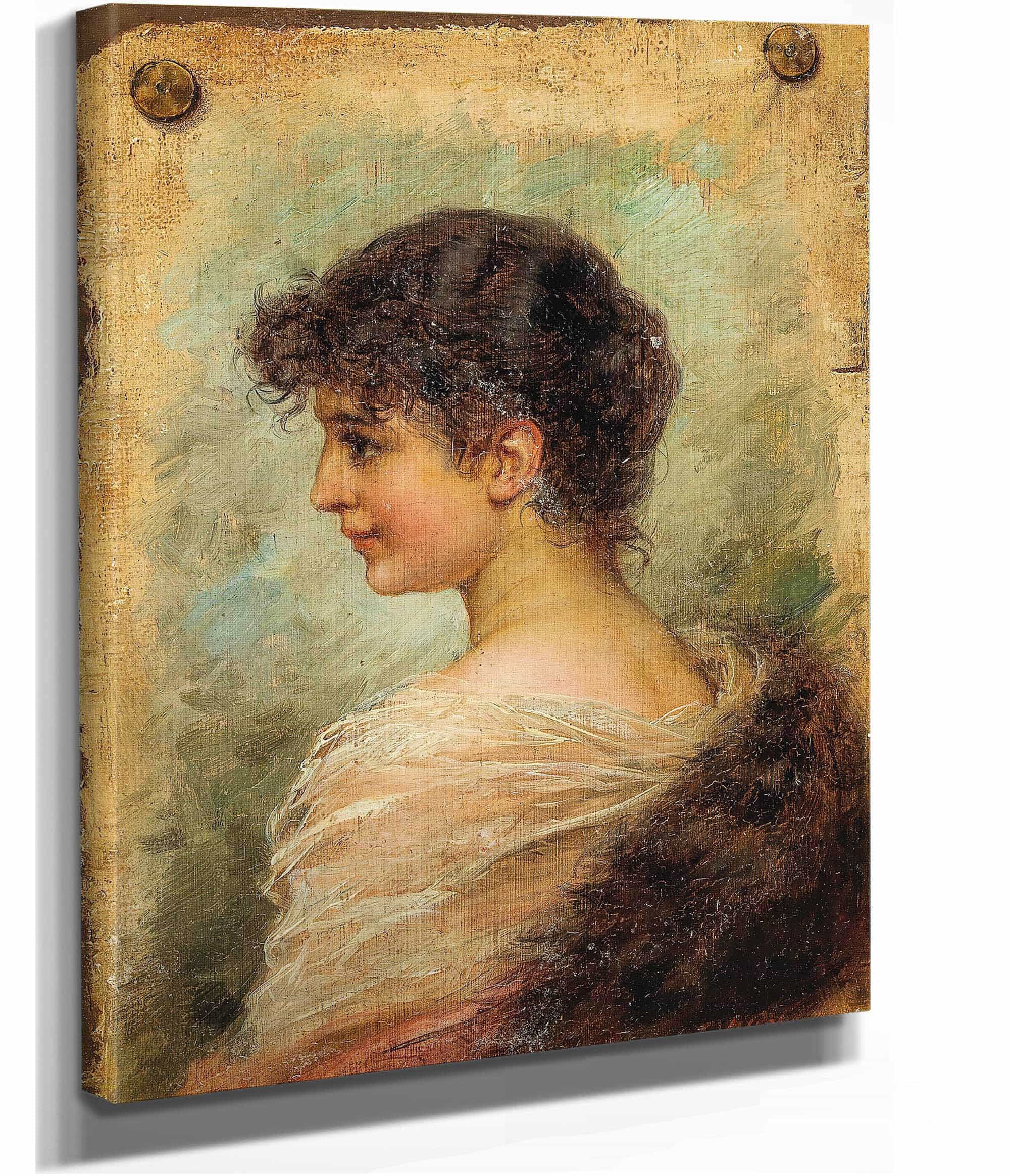 Profile Portrait Of A Young Woman by Hans Zatzka - Image 2