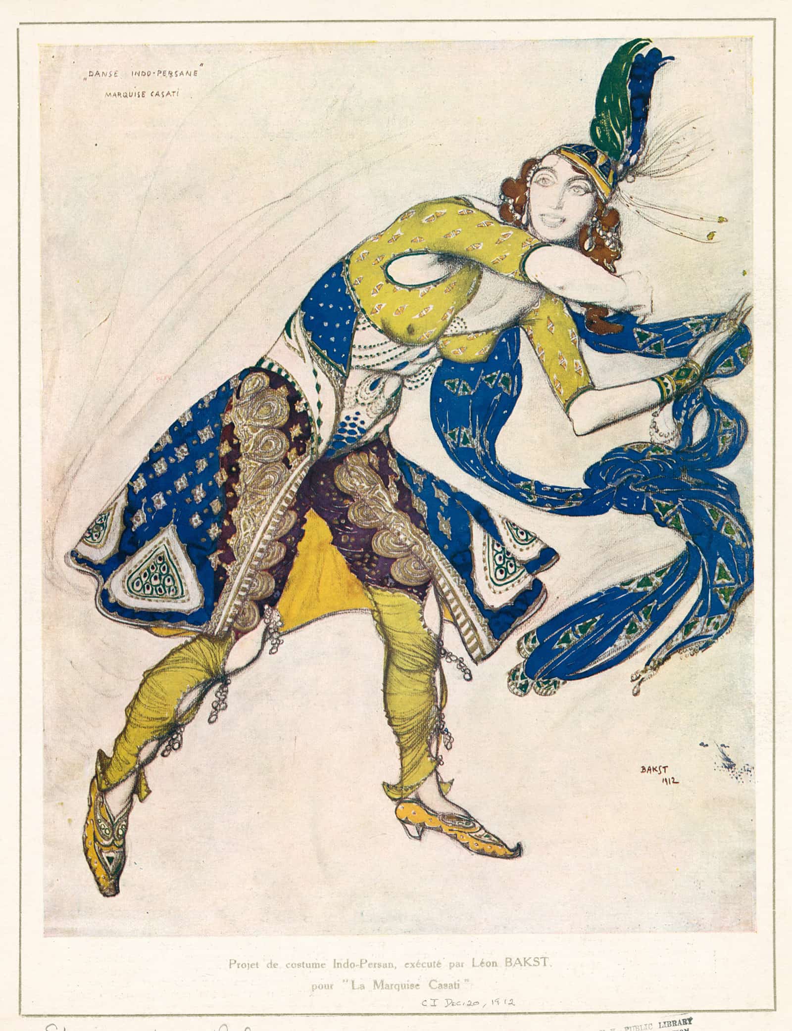 Projet De Costume Indo Persan Execute Par Leon Bakst Pour La Marquise Casati by Leon Bakst