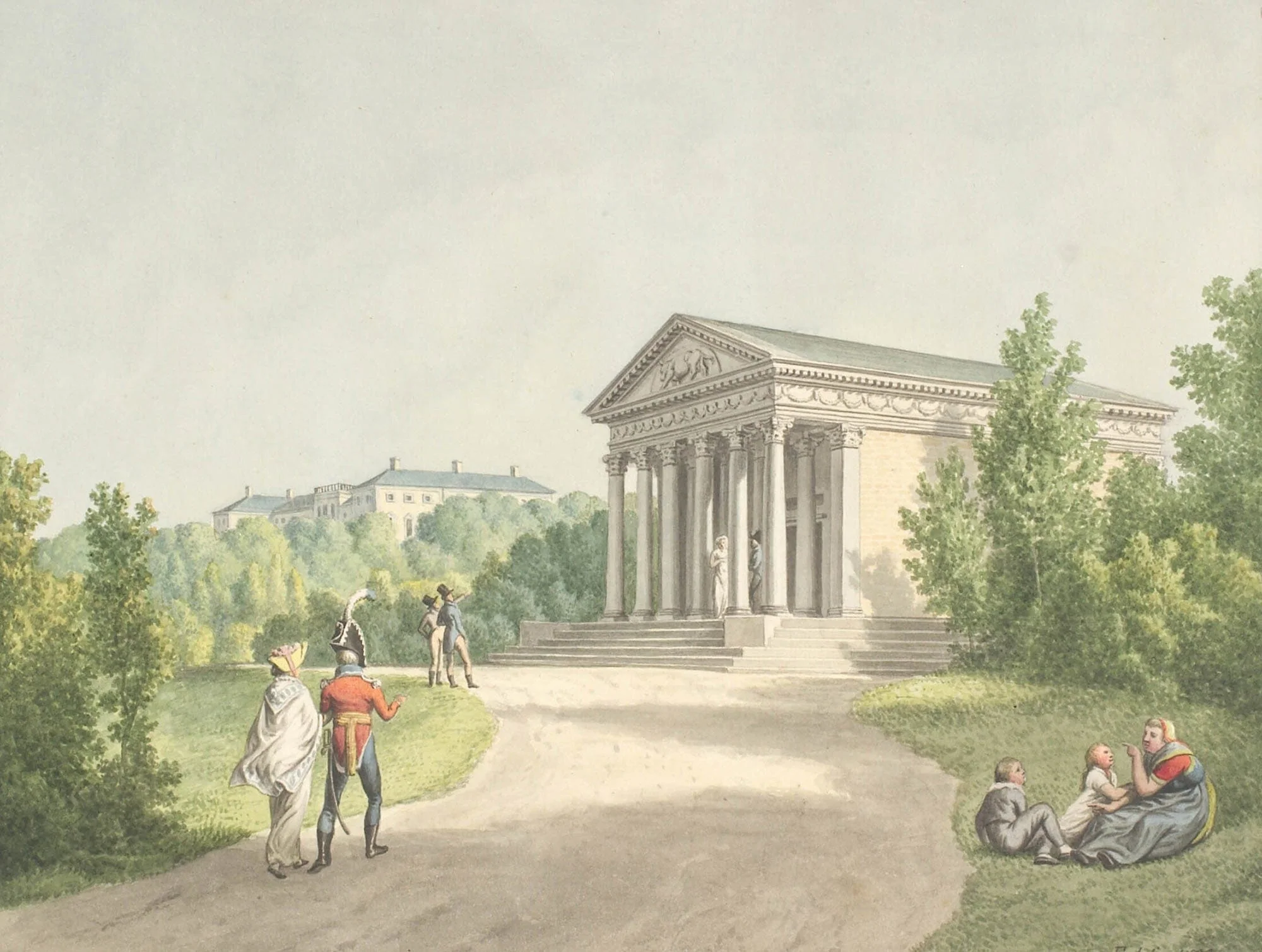 Prospekt Fra Frederiksberg Have Ved Slottet Og Apistemplet by Christoffer Wilhelm Eckersberg