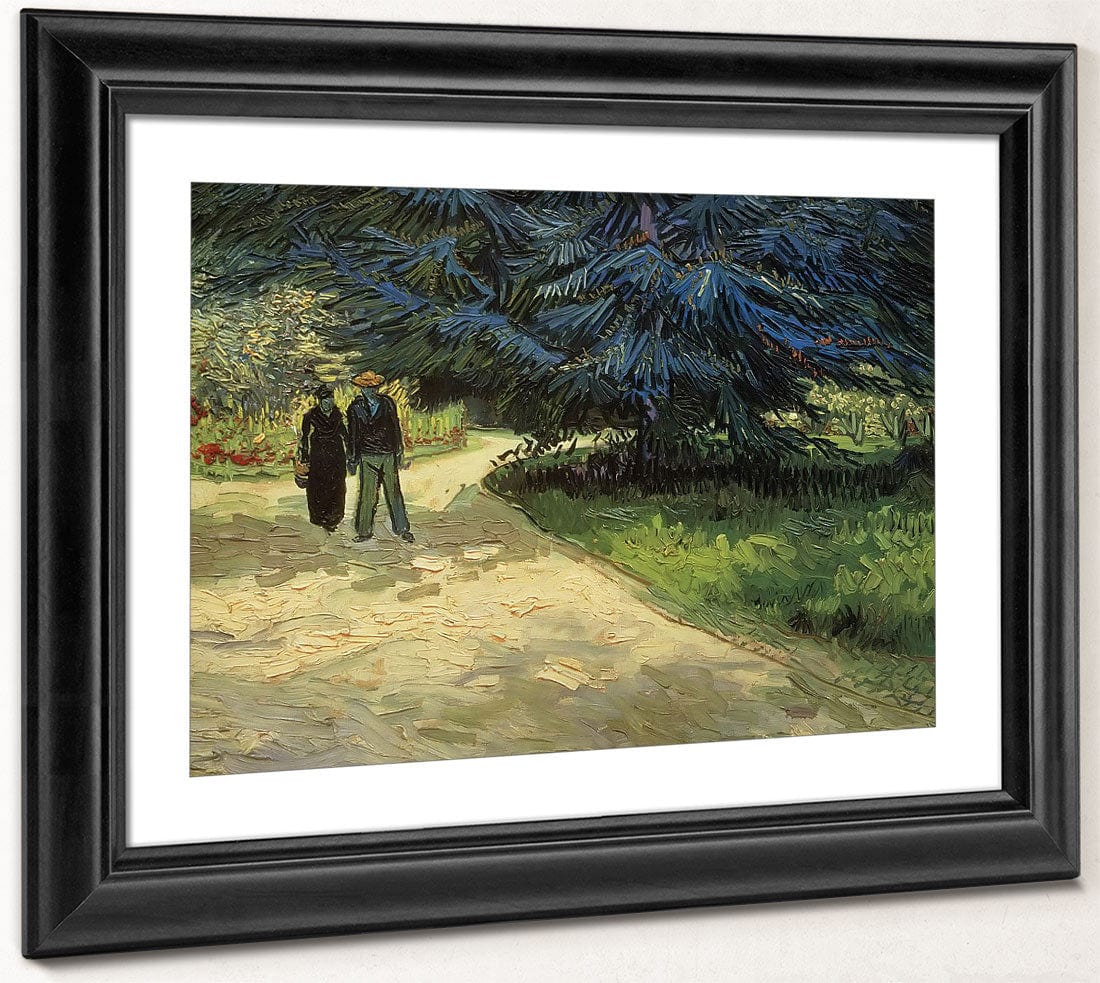 Public Garden With Couple And Blue Fir Tree The Poet's Garden Iii By Vincent Van Gogh - Image 2