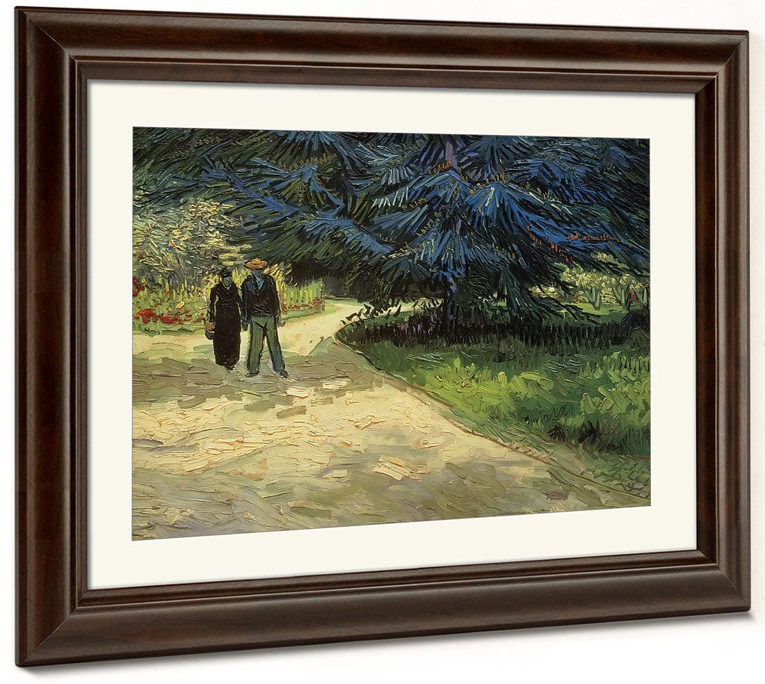 Public Garden With Couple And Blue Fir Tree The Poet's Garden Iii By Vincent Van Gogh - Image 3