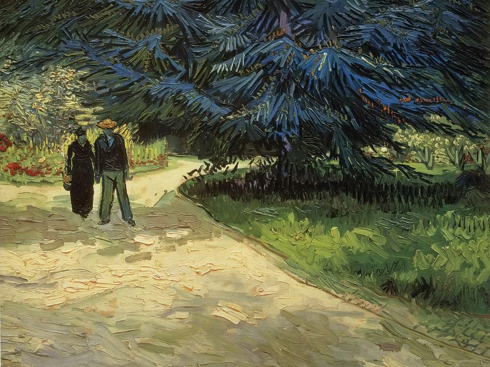 Public Garden With Couple And Blue Fir Tree The Poet's Garden Iii By Vincent Van Gogh - Image 5