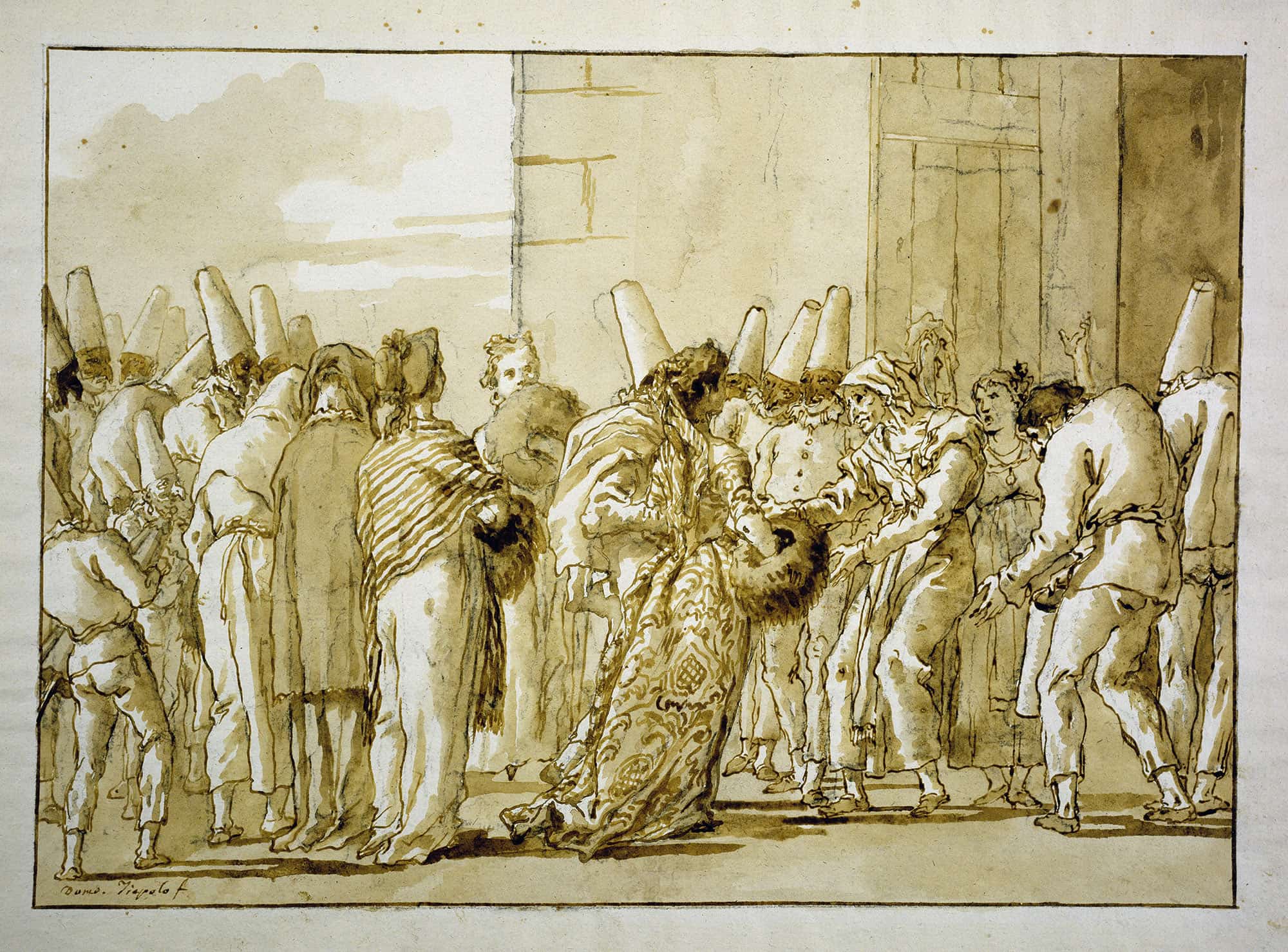 Punchinellas Father Brings Home His Bride by Giovanni Domenico Tiepolo