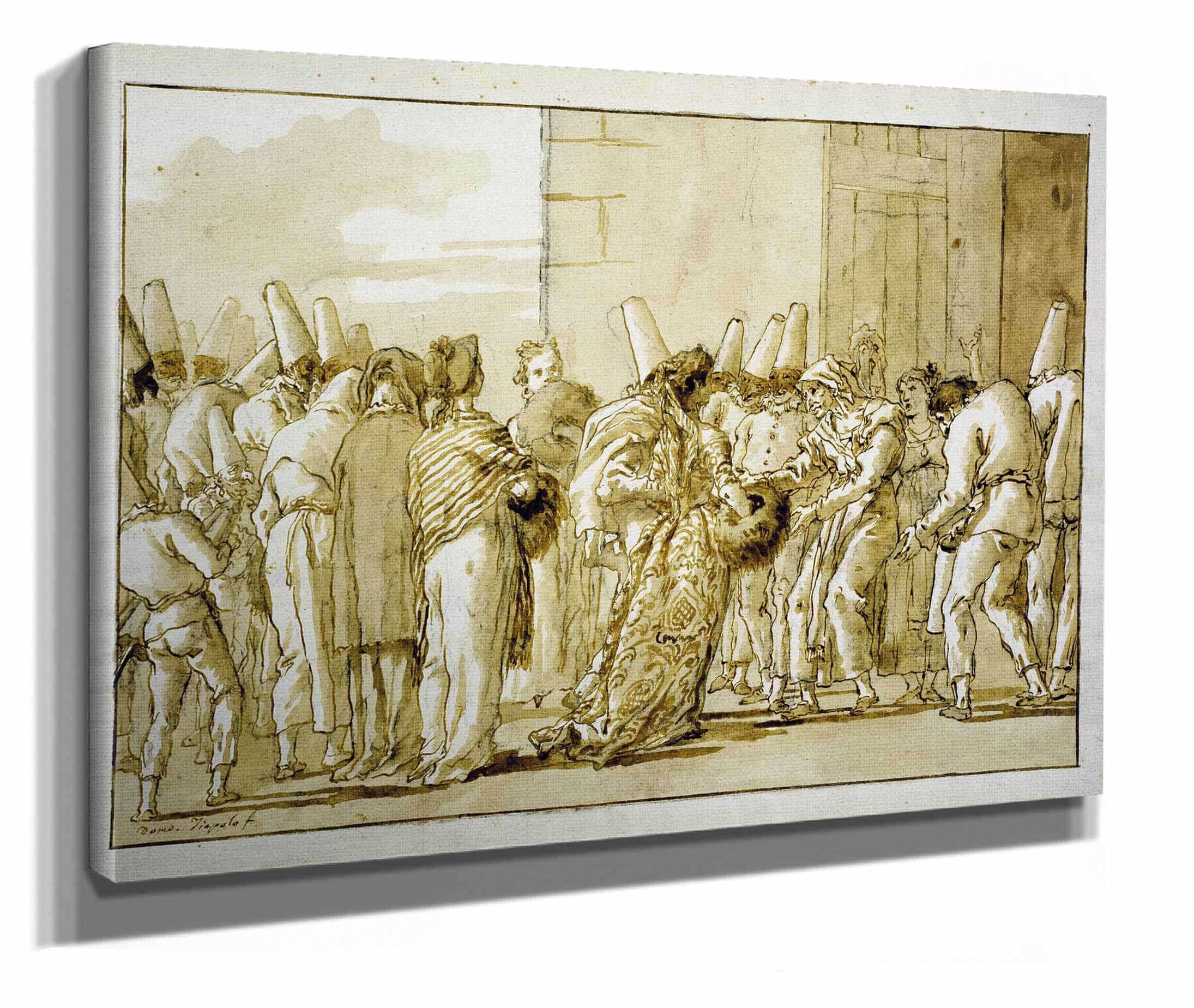 Punchinellas Father Brings Home His Bride by Giovanni Domenico Tiepolo - Image 2