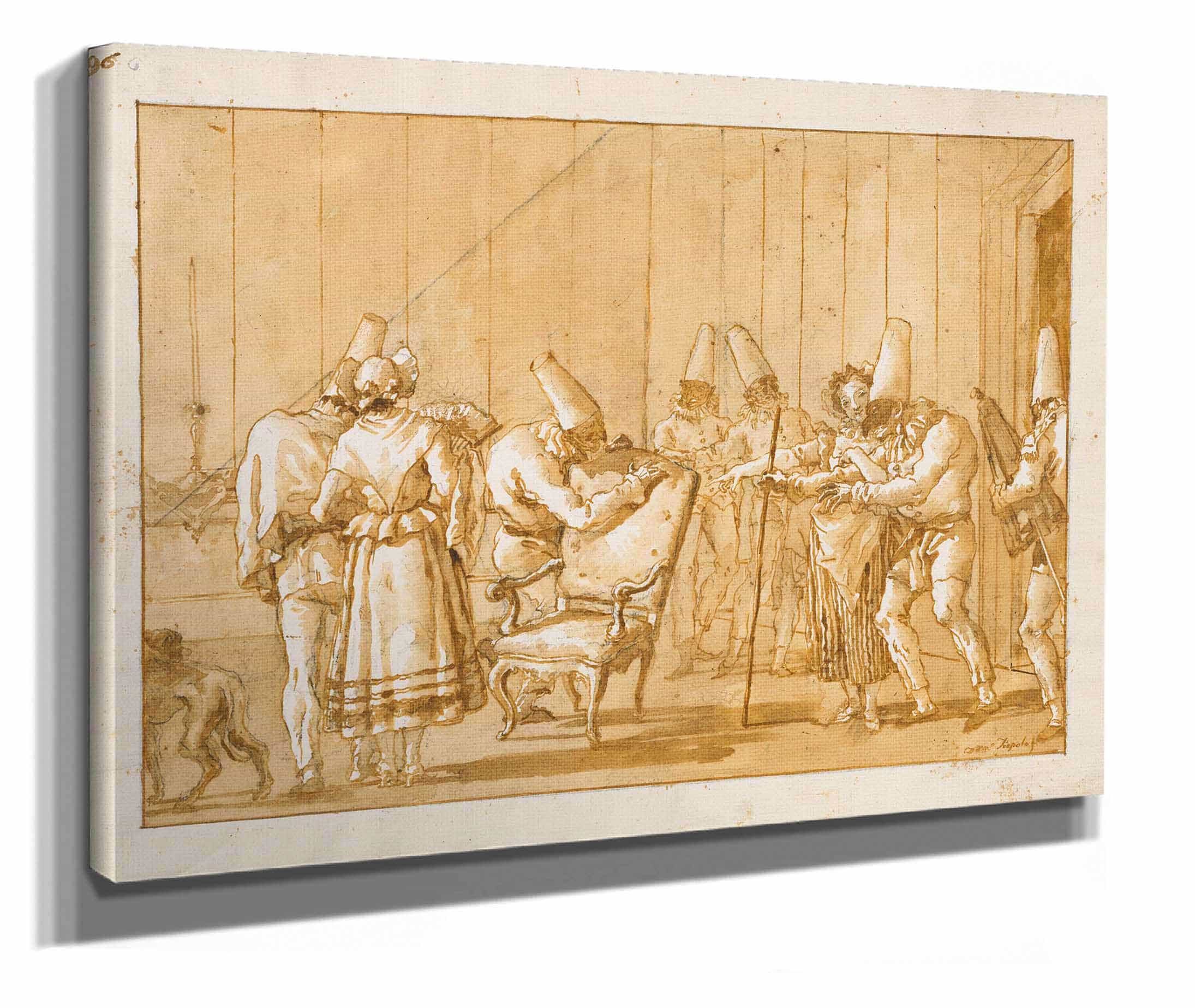 Punchinello Is Helped To A Chair by Giovanni Domenico Tiepolo - Image 2