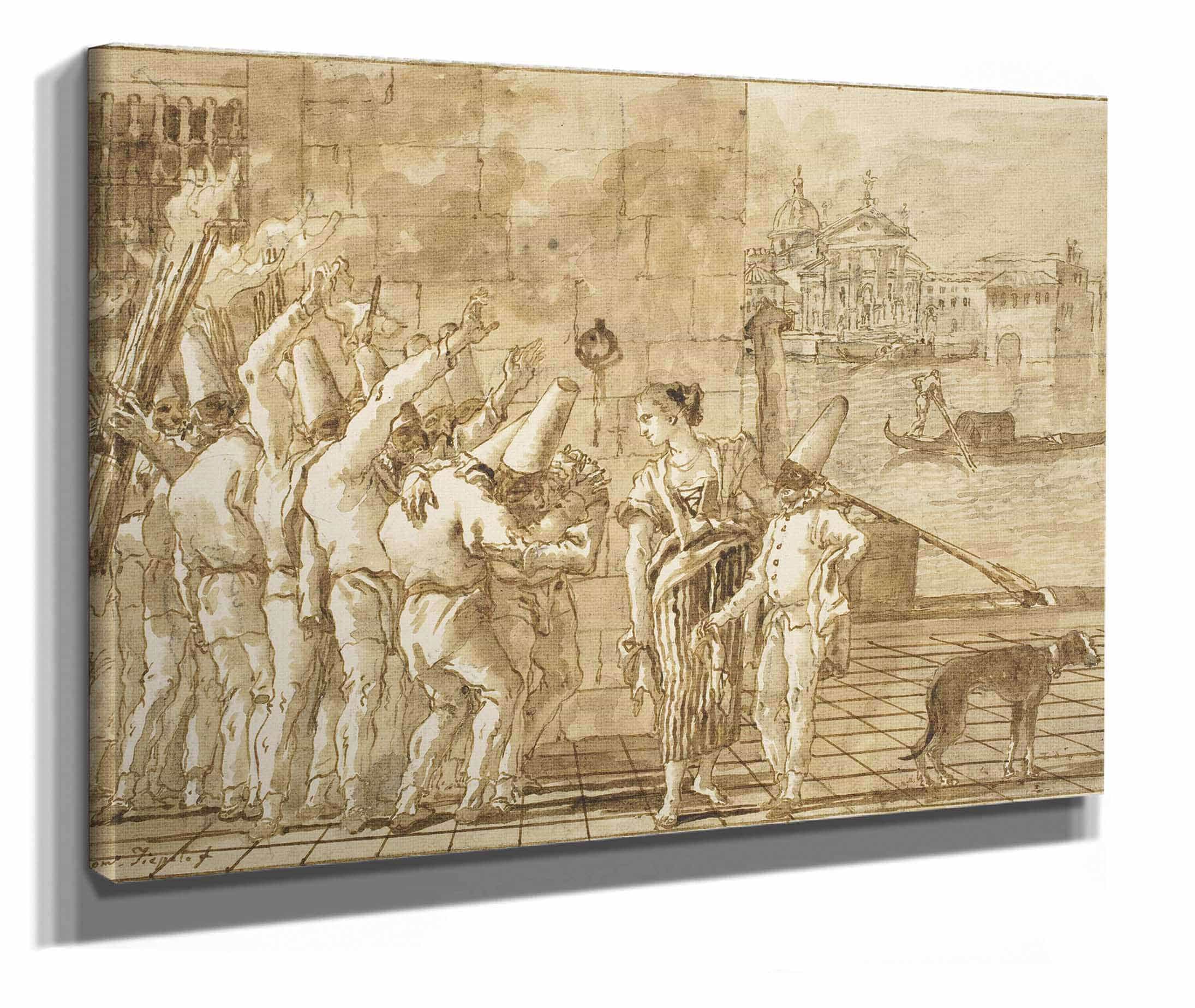 Punchinellos Farewell To Venice by Giovanni Domenico Tiepolo - Image 2