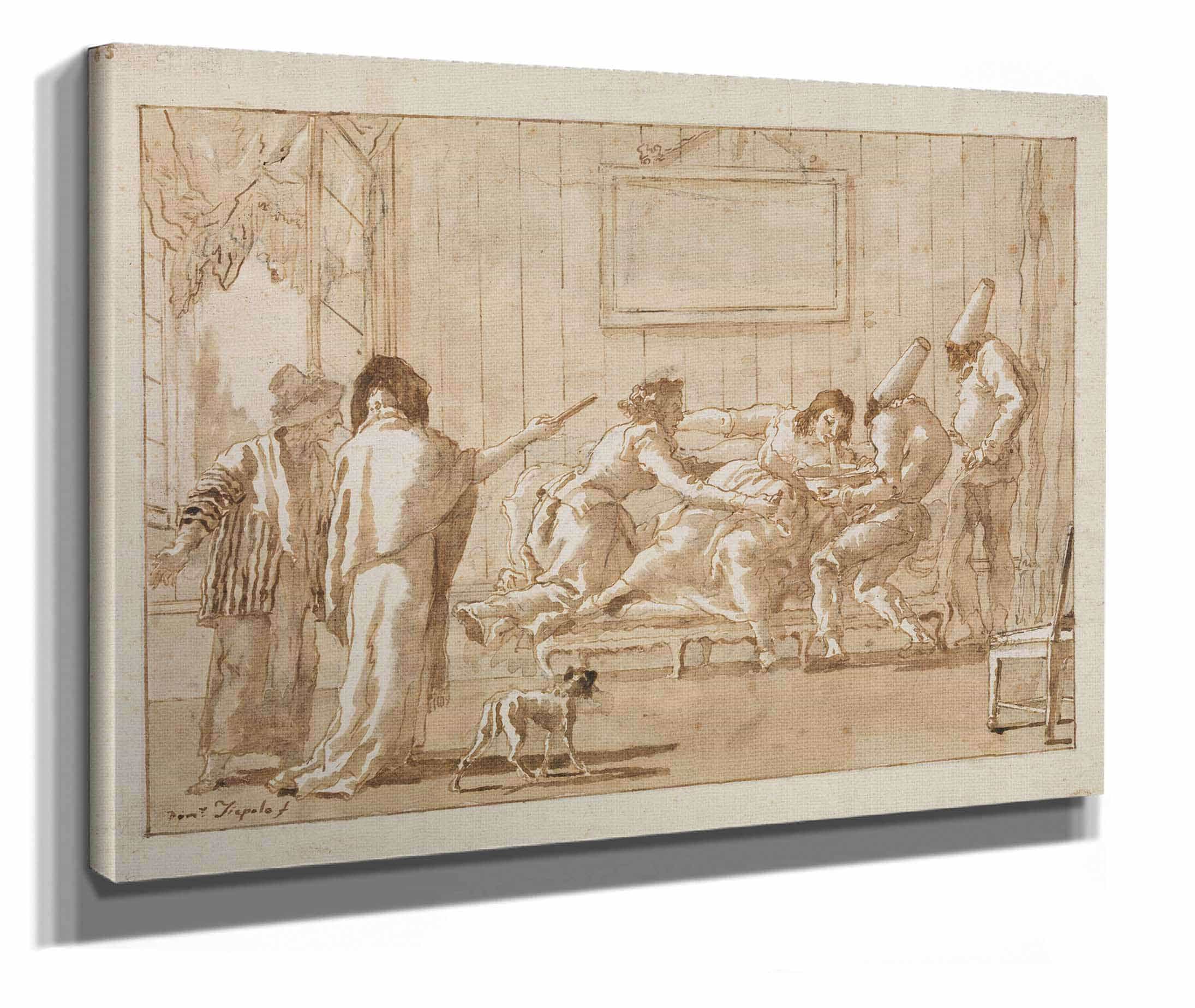 Punchinellos Mother Sick In Pregnancy Early Th Century by Giovanni Domenico Tiepolo - Image 2