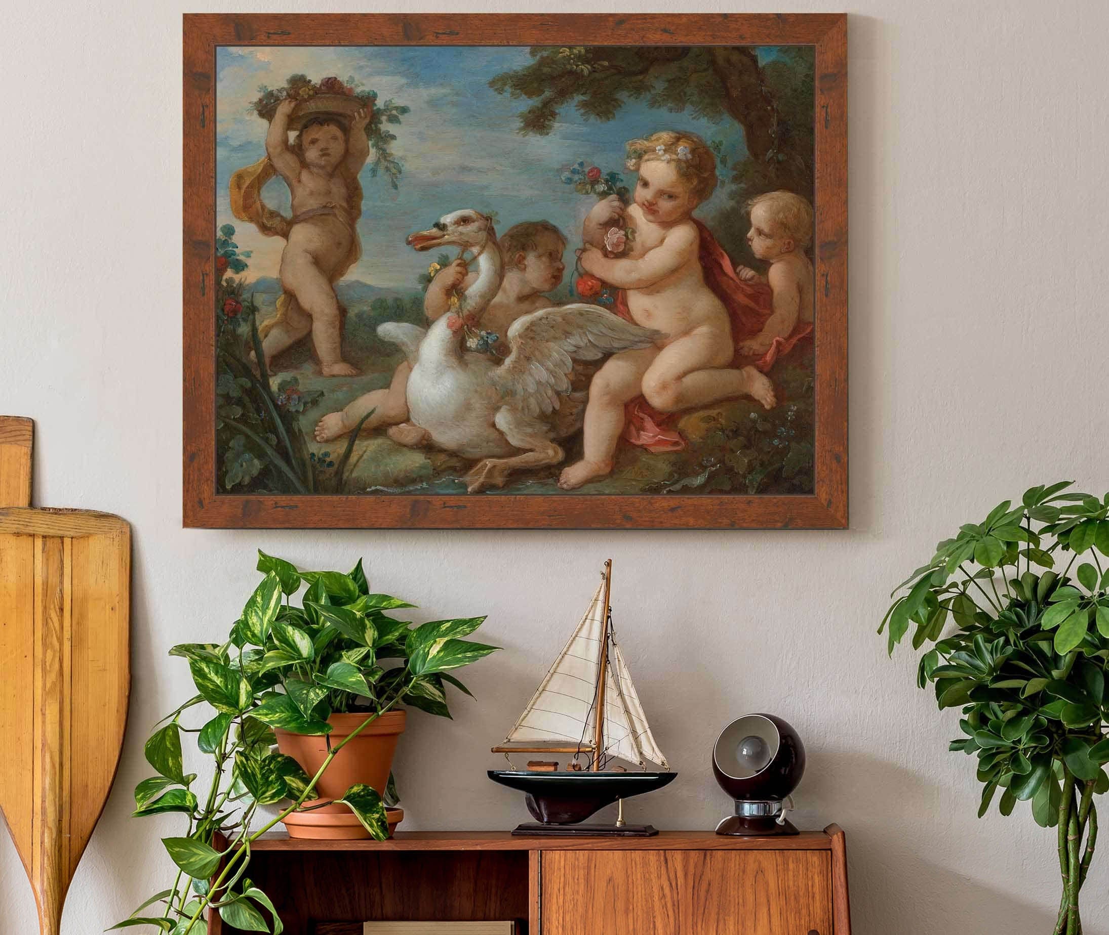 Putti Adorning A Swan With A Garland Of Flowers by Charles Joseph Natoire - Image 3
